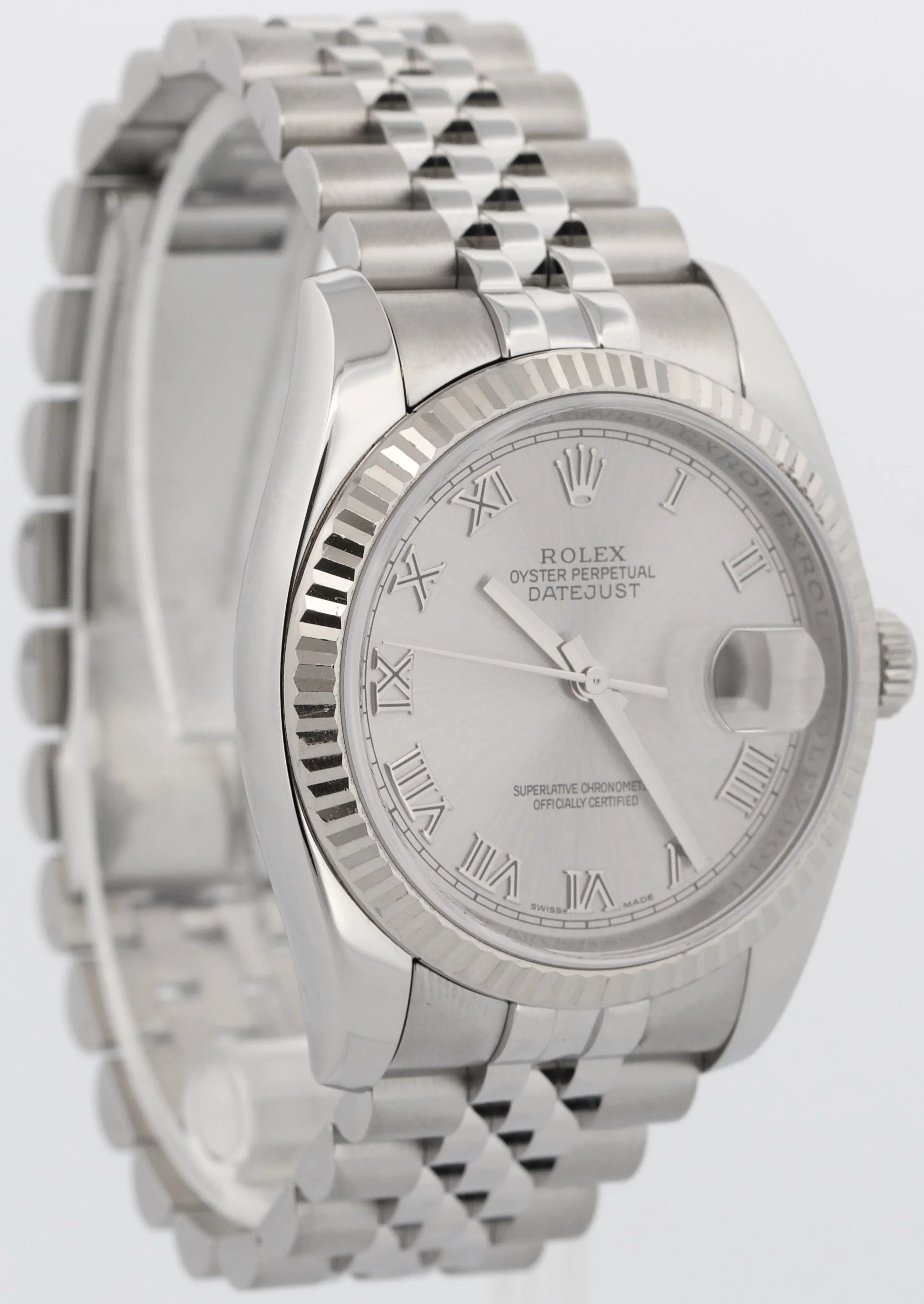 PAPERS Rolex DateJust 36mm SILVER ROMAN 18K Gold Steel JUBILEE 18K 116234 BOX - Image 4