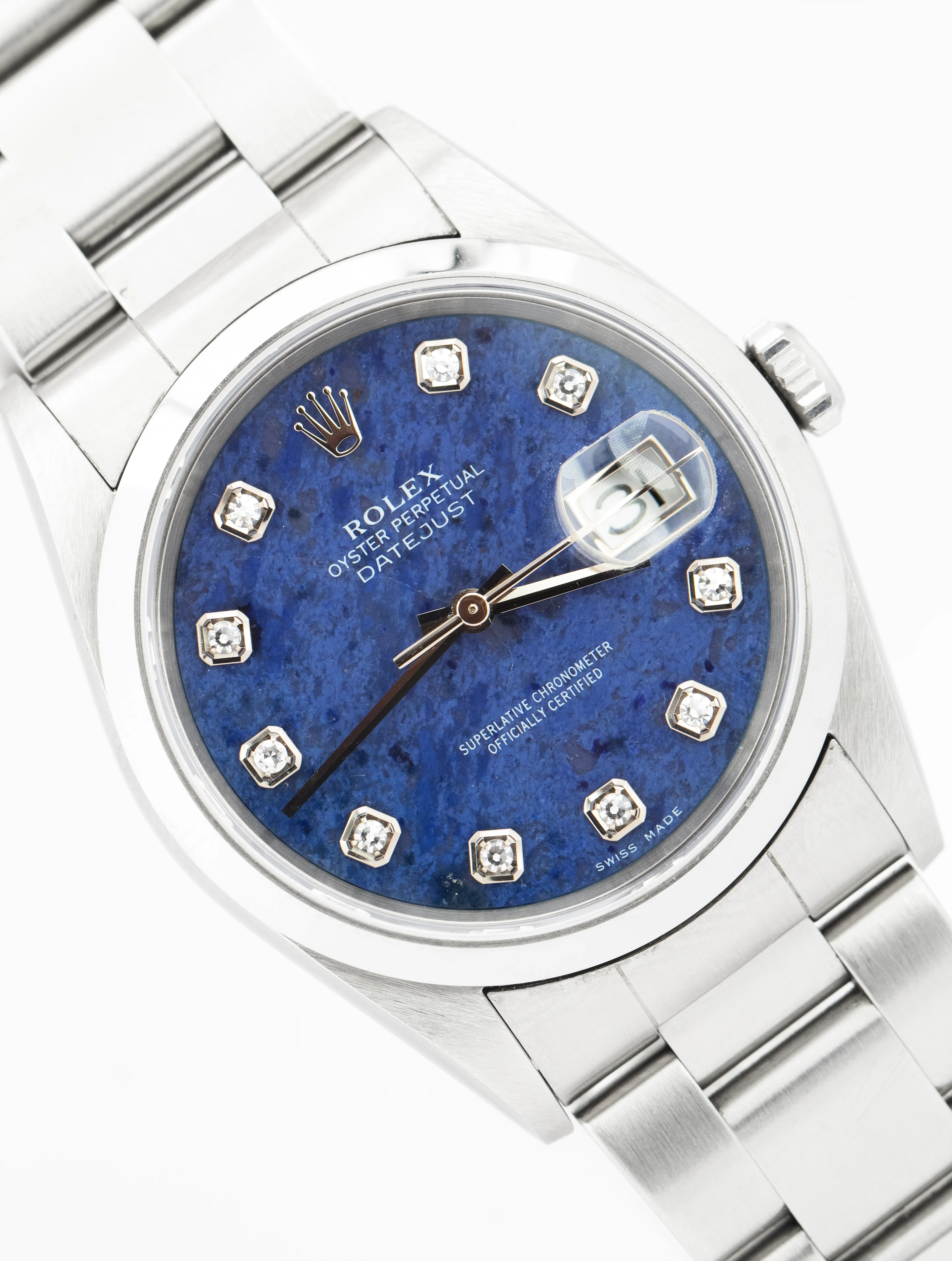 PAPERS Rolex DateJust 36mm SODALITE DIAMOND Watch Stainless Steel 16200 BOX - Image 3