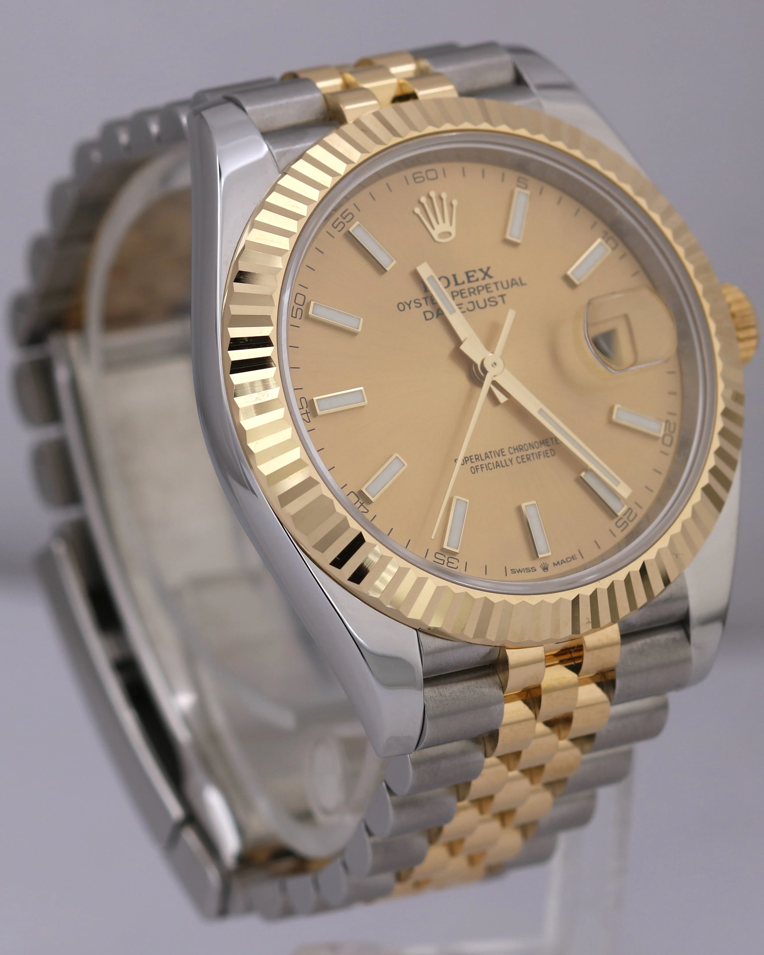 PAPERS Rolex DateJust 41 CHAMPAGNE 18K Gold Steel JUBILEE 41mm 126333 Watch BOX - Image 4