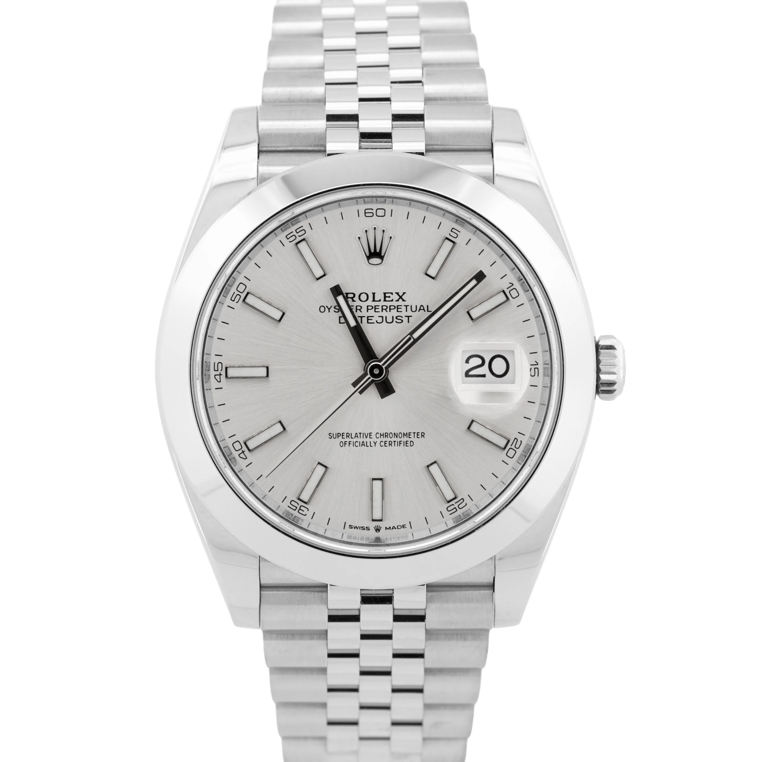PAPERS Rolex DateJust 41 SILVER Stainless Steel Smooth JUBILEE 41mm 126300 BOX