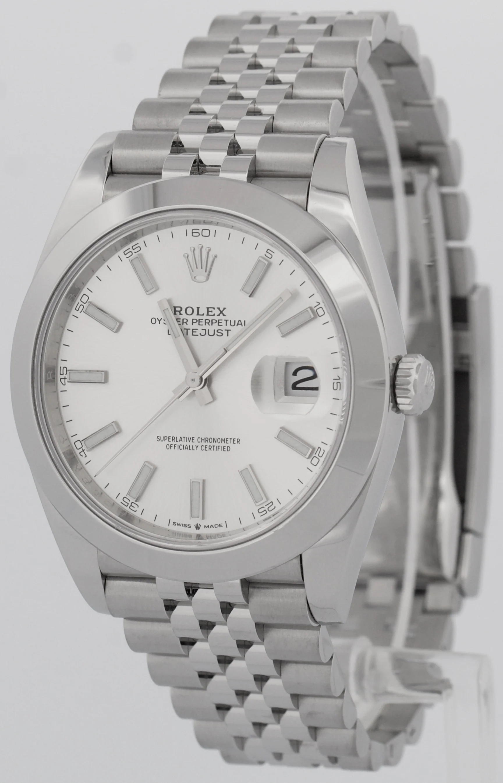 PAPERS Rolex DateJust 41 SILVER Stainless Steel Smooth JUBILEE 41mm 126300 BOX - Image 3