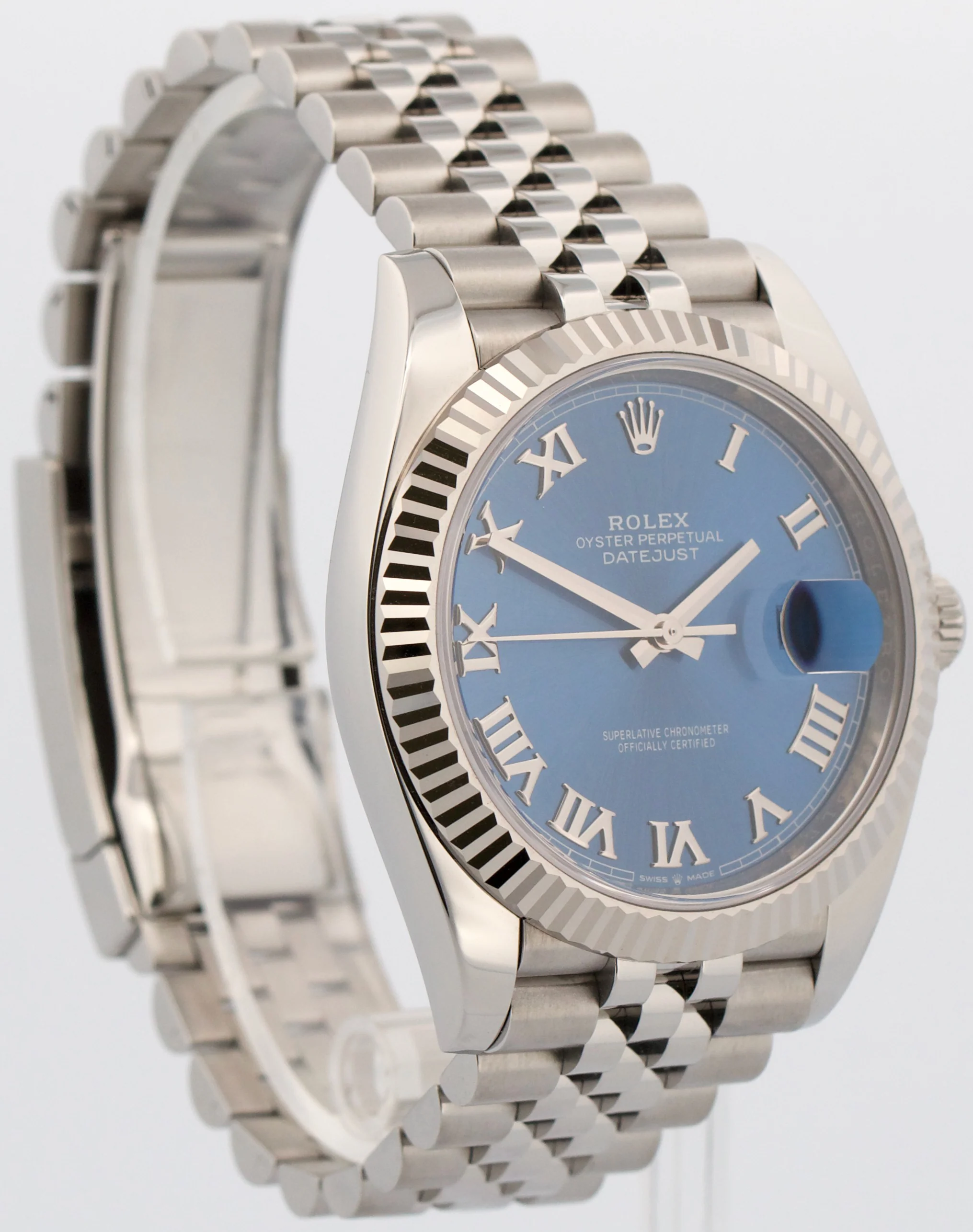 PAPERS Rolex DateJust 41mm AZZURRO BLUE ROMAN 18K Gold Steel JUBILEE 126334 BOX - Image 4