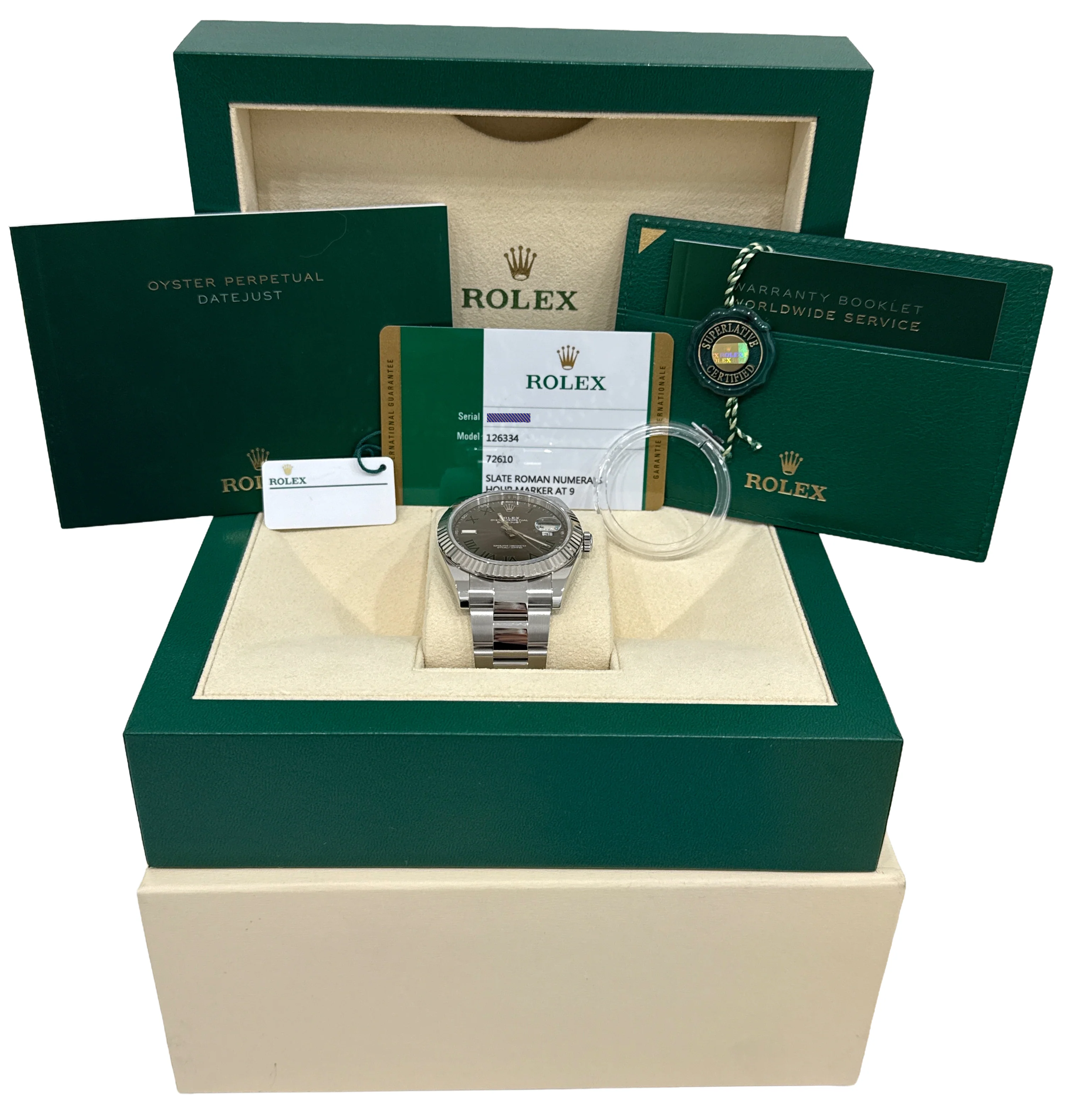 PAPERS Rolex DateJust 41mm WIMBLEDON 18K Gold Fluted Steel OYSTER 126334 BOX - Image 2