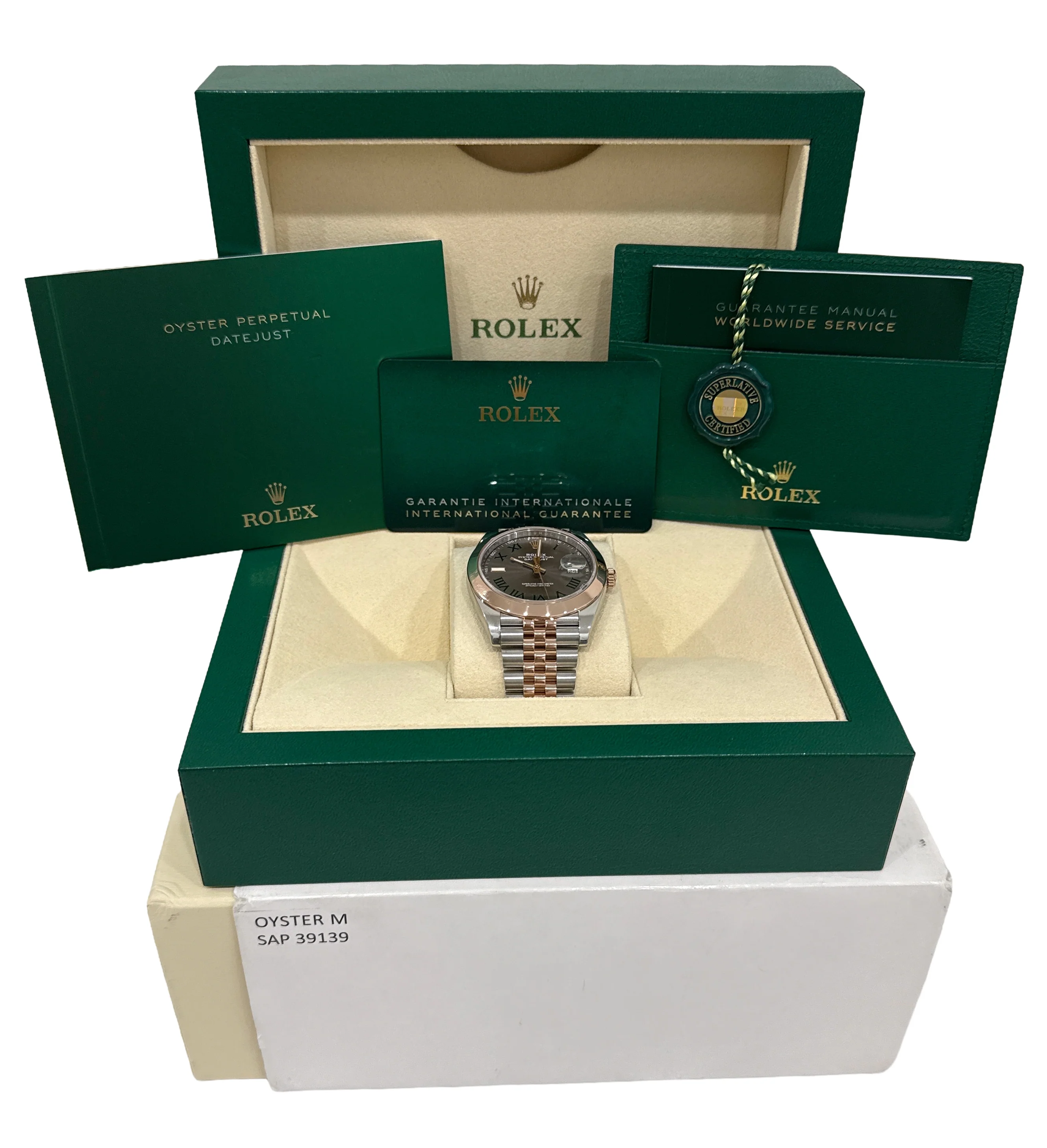 PAPERS Rolex DateJust 41mm WIMBLEDON 18K Rose Steel JUBILEE Smooth 126301 BOX - Image 2