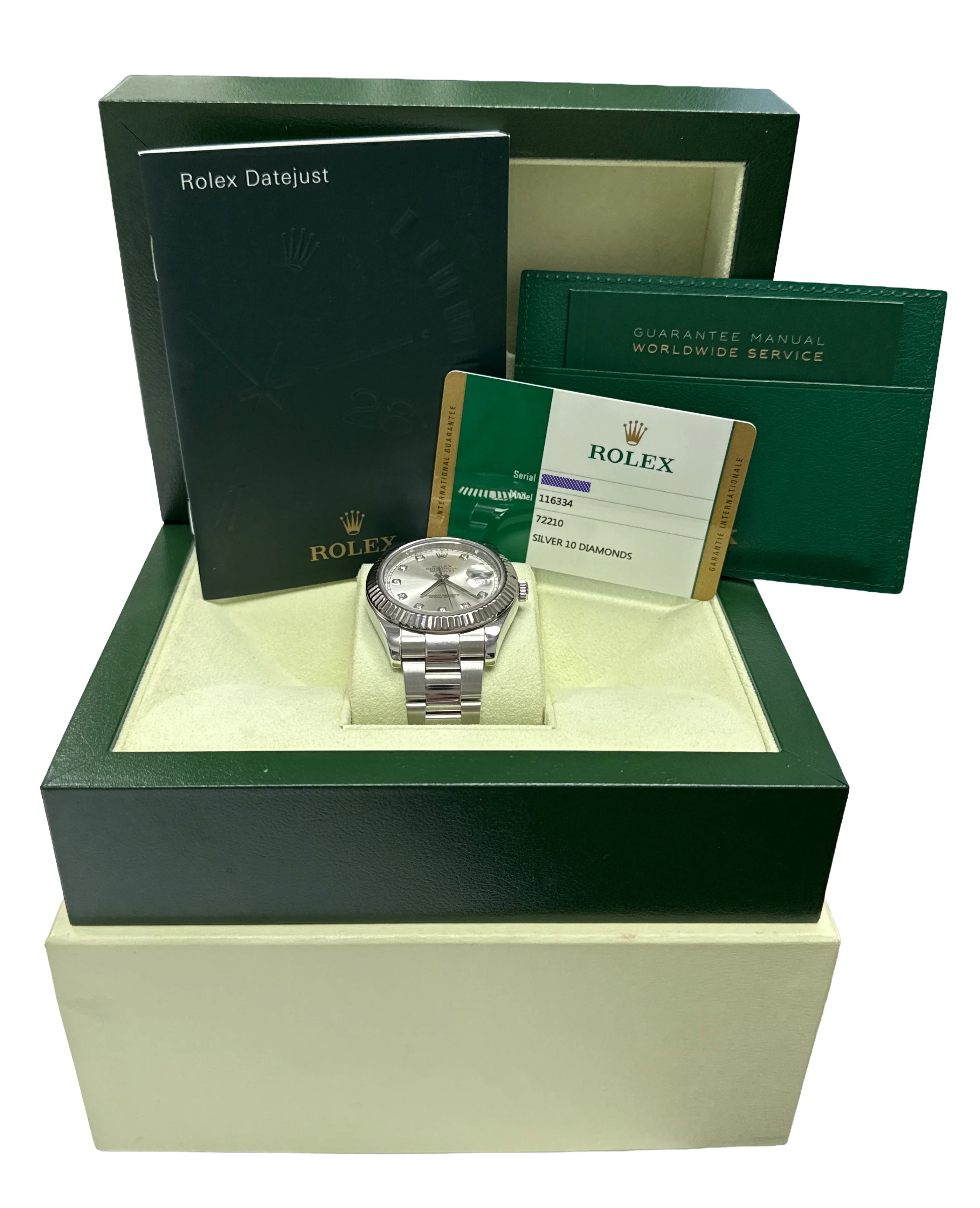 2016 PAPERS Rolex DateJust II 41mm SILVER DIAMOND Steel 18K Gold 116334 BOX - Image 2