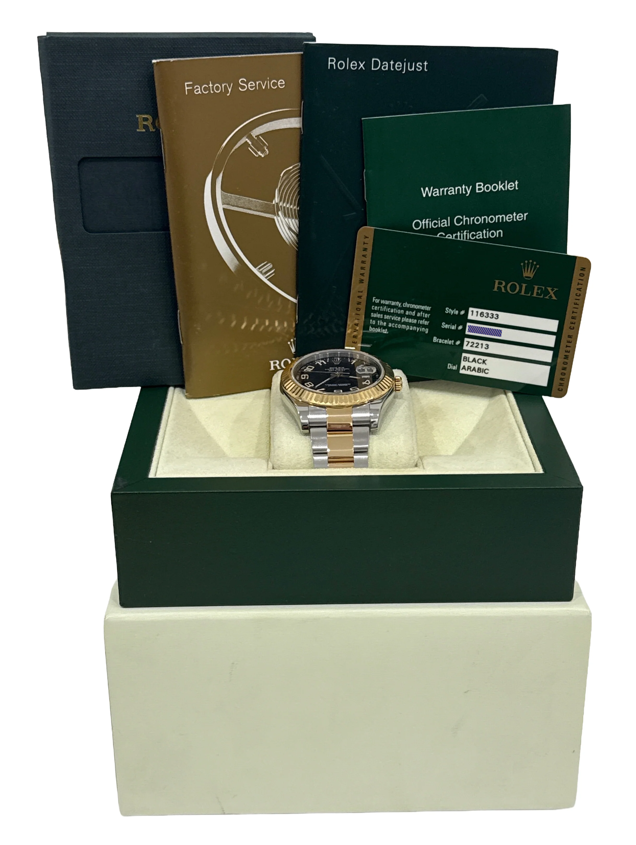 PAPERS Rolex Datejust II BLACK ARABIC 18K Gold Steel OYSTER 41mm 116333 BOX - Image 2