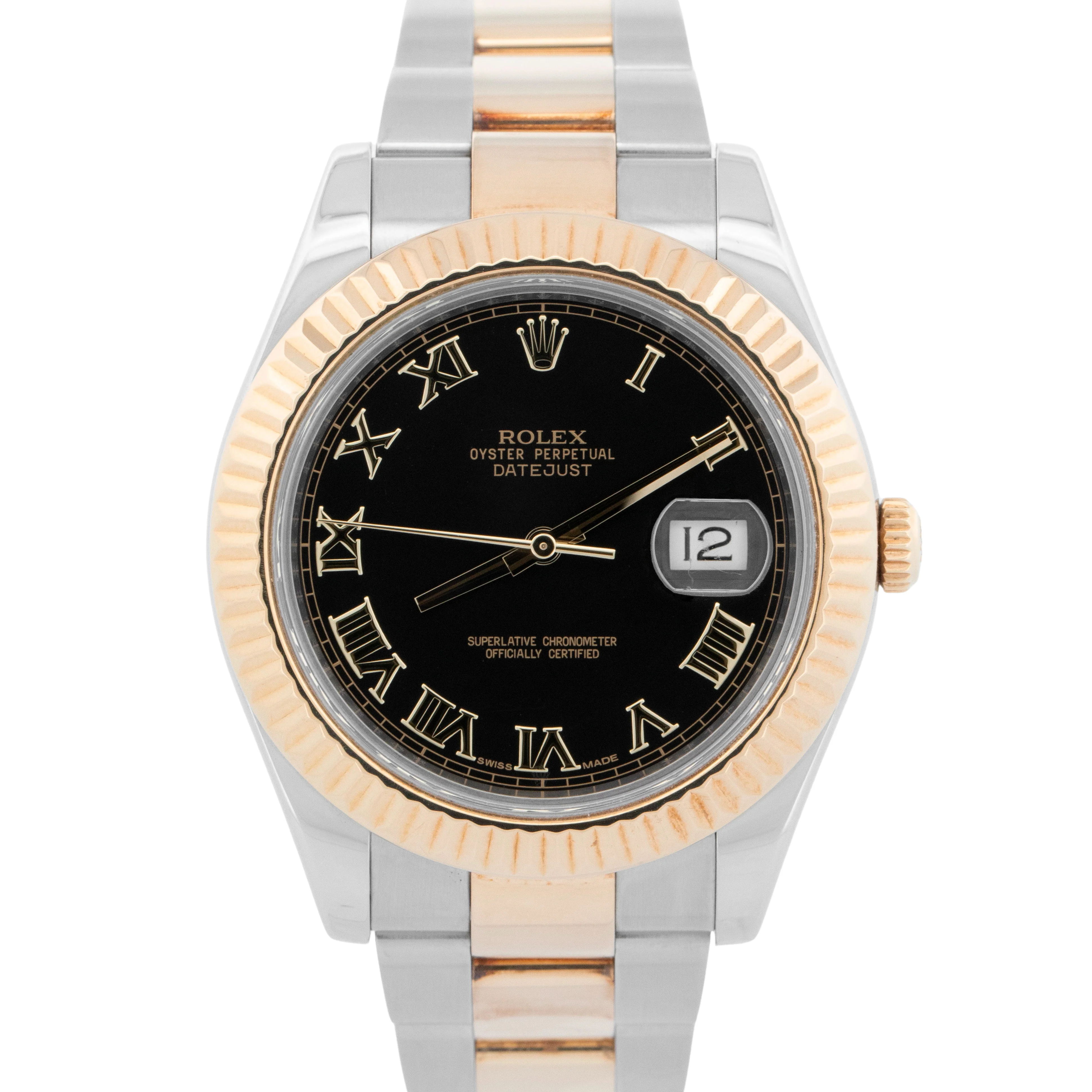 PAPERS Rolex Datejust II Black Two-Tone 18K Yellow Gold Steel 41mm 116333 BOX