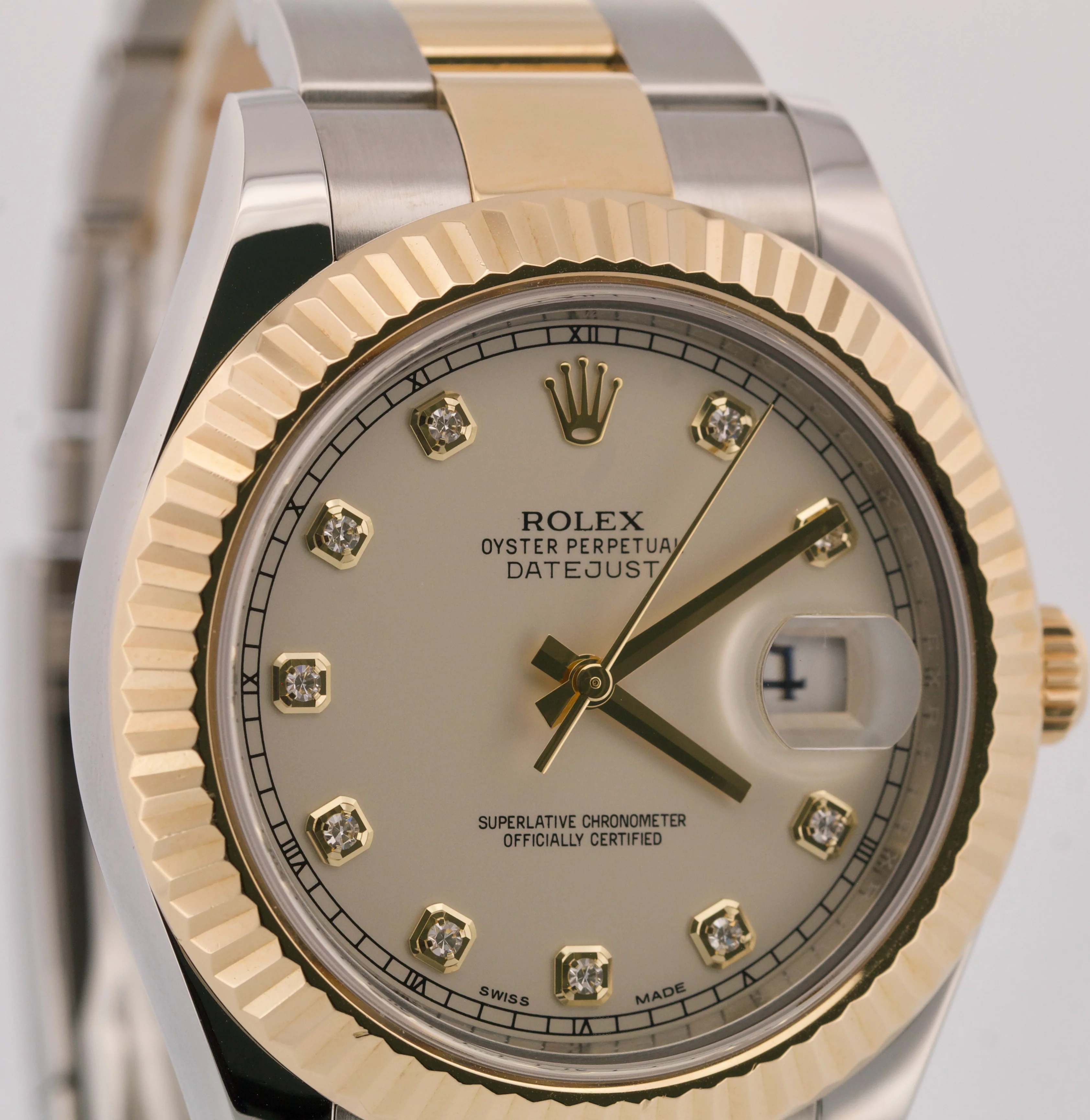 PAPERS Rolex Datejust II IVORY DIAMOND 18K Yellow Gold Steel 41mm 116333 BOX - Image 10