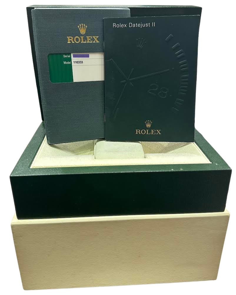 PAPERS Rolex Datejust II IVORY DIAMOND 18K Yellow Gold Steel 41mm 116333 BOX - Image 2