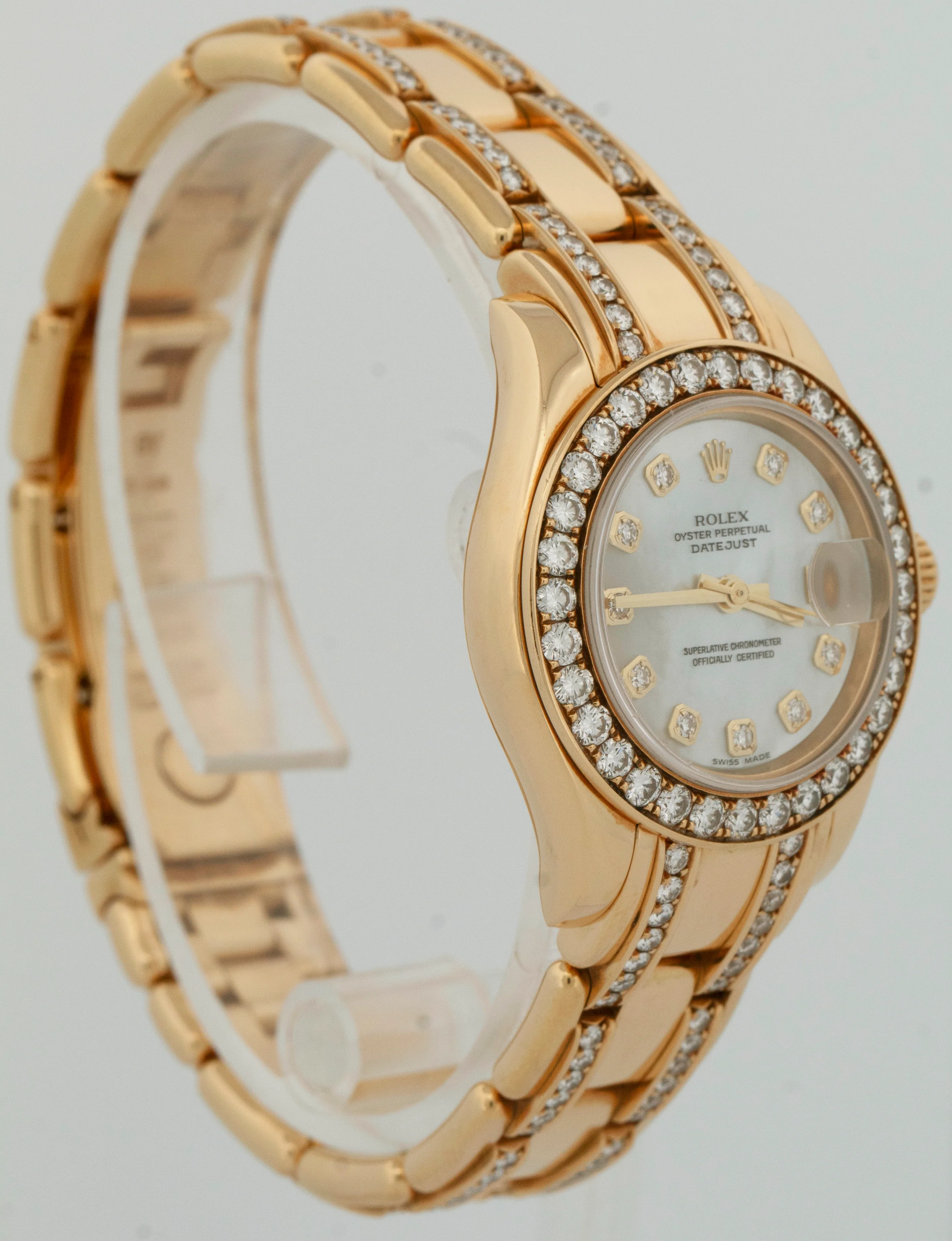 PAPERS Rolex DateJust Pearlmaster 18K Gold MOP DIAMOND 29mm 80298 Watch BOX - Image 3
