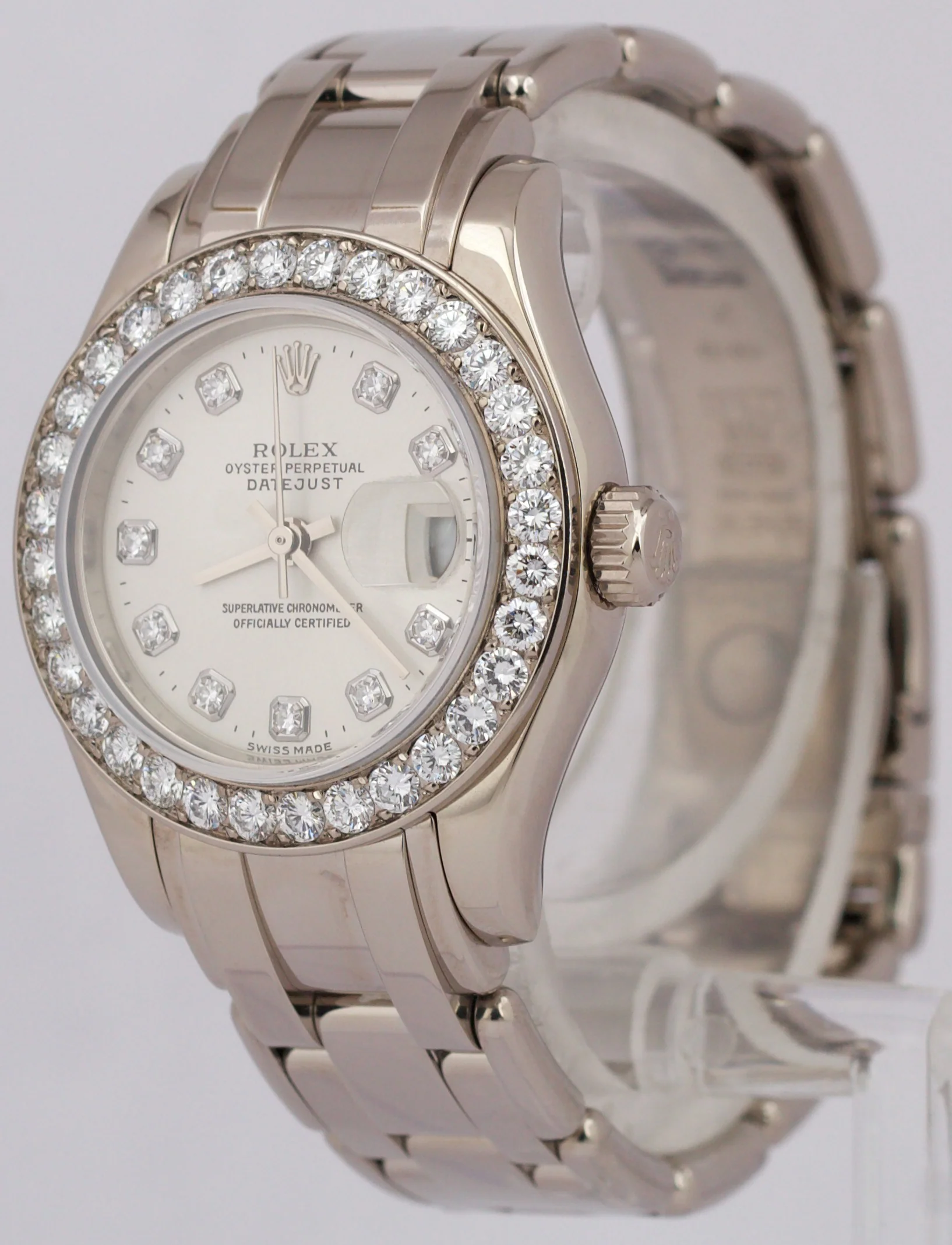 PAPERS Rolex DateJust Pearlmaster 18K Gold SILVER DIAMOND 29mm 80299 Watch BOX - Image 3