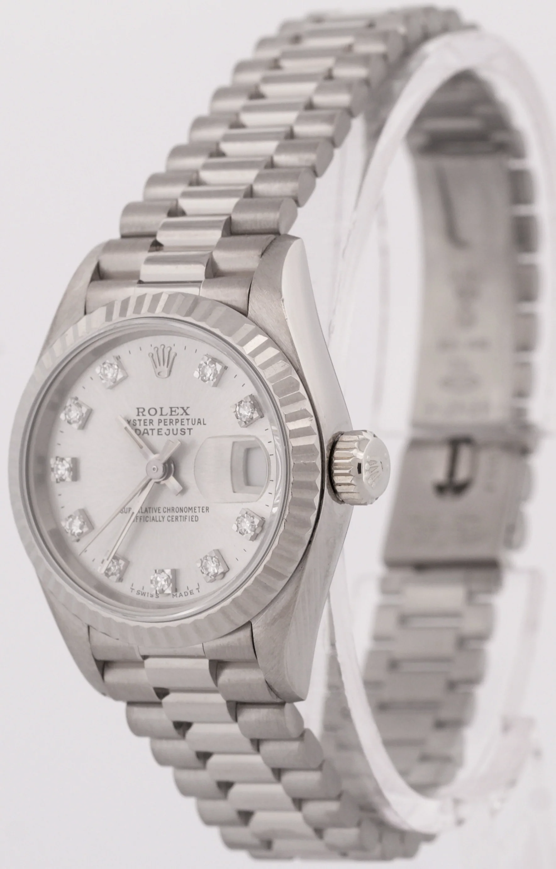 PAPERS Rolex DateJust President 26mm SILVER DIAMOND 18K Gold 69179 BOX - Image 3