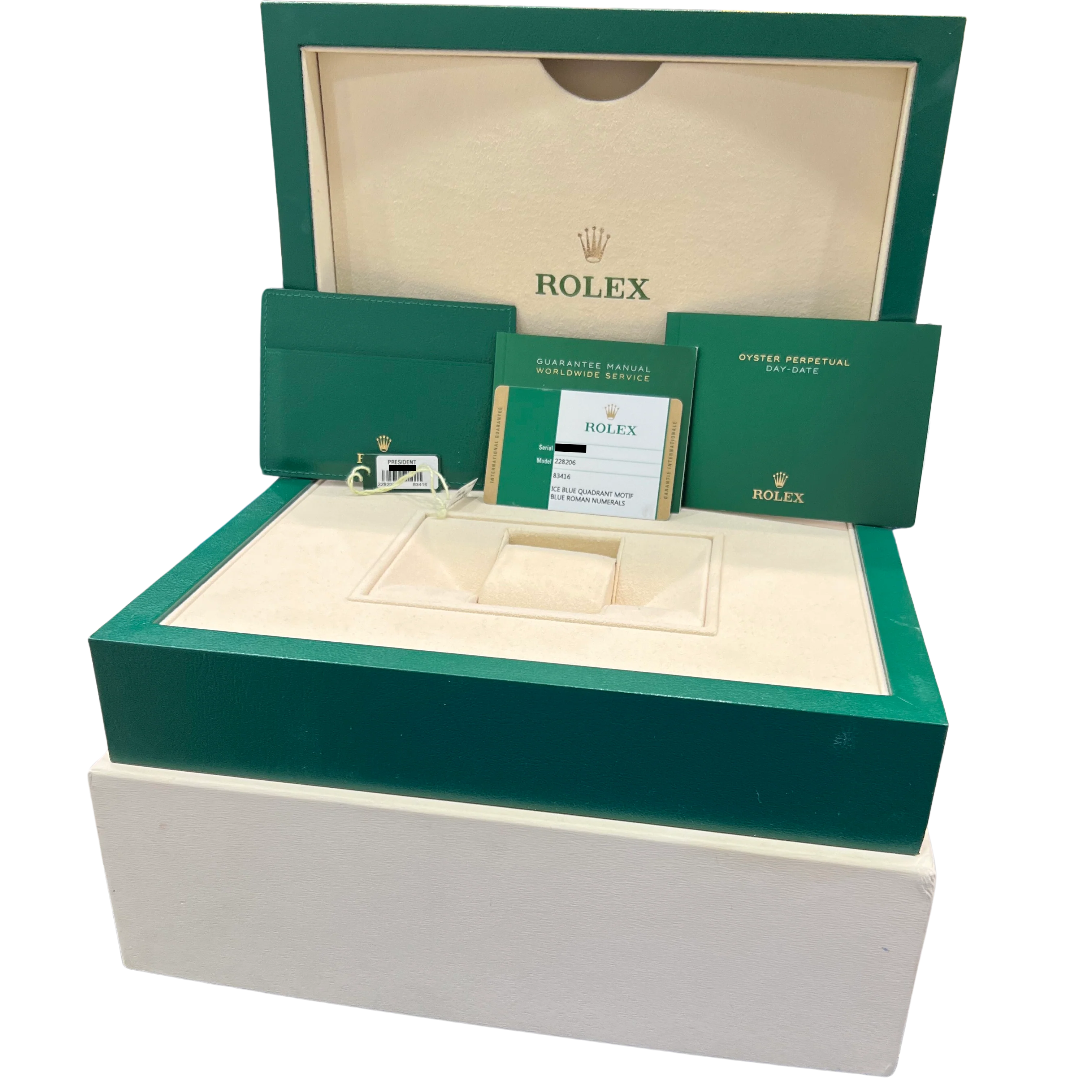 PAPERS Rolex Day-Date President 40mm Platinum Blue Quadrant Glacier 228206 BOX - Image 2
