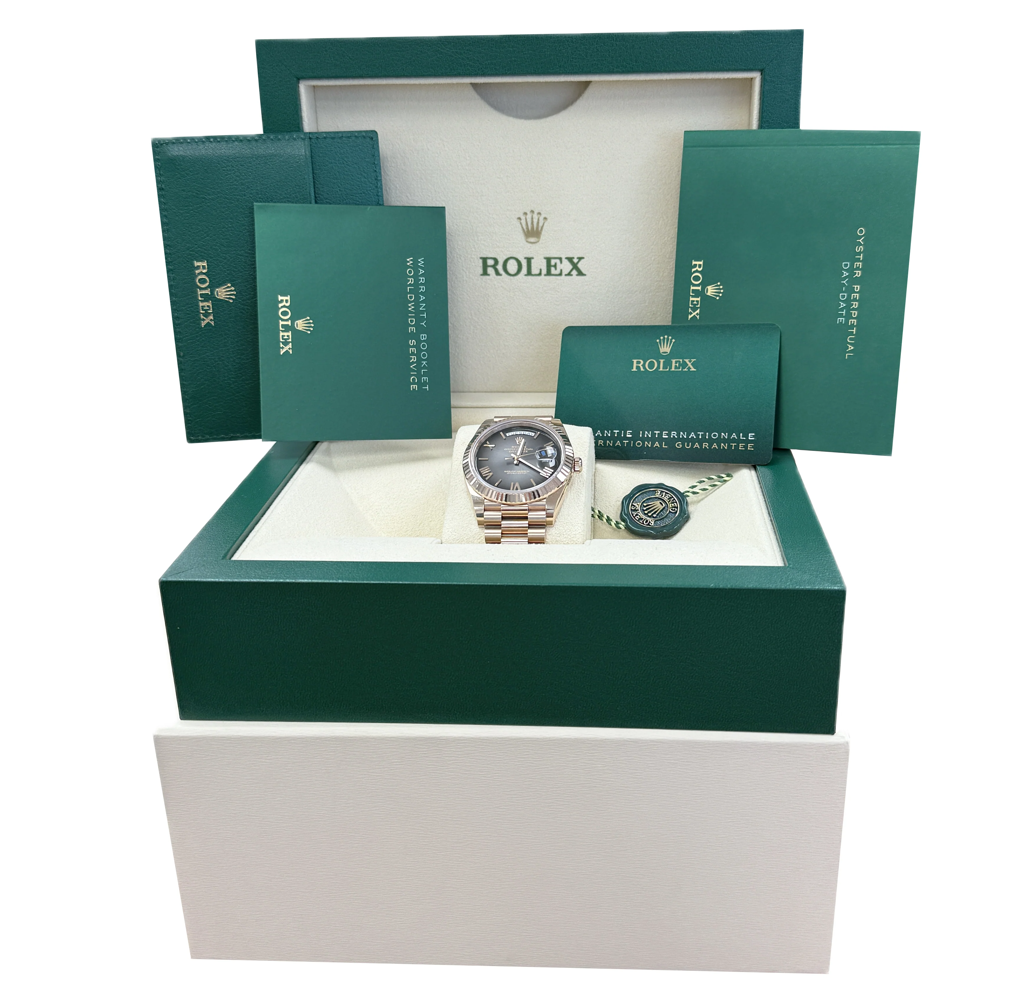 PAPERS Rolex Day-Date President 40mm Slate BLACK OMBRE ROMAN 228235 Watch BOX - Image 2