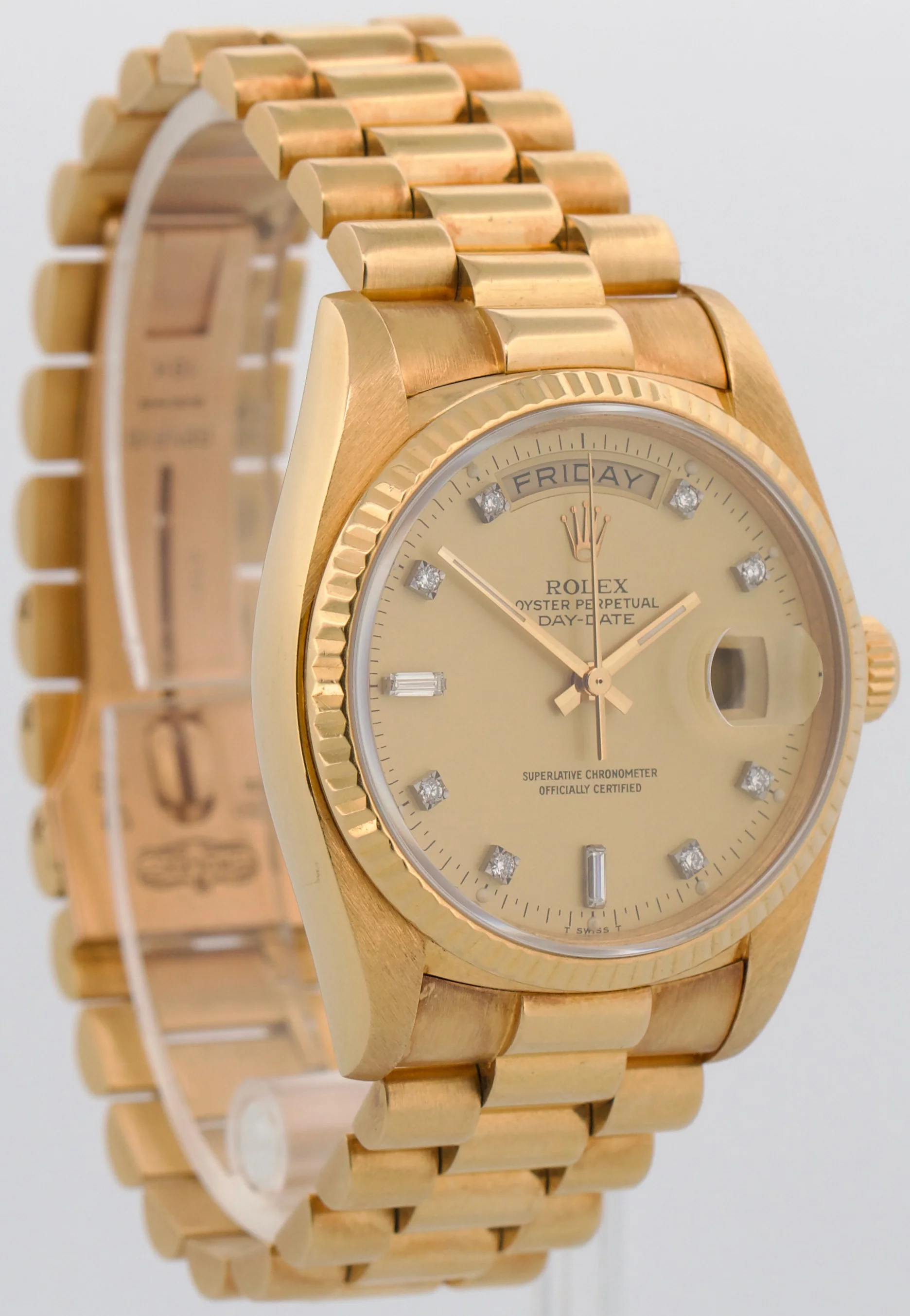 PAPERS Rolex Day-Date President FACTORY CHAMPAGNE DIAMOND 18K RSC 36mm 18038 BOX - Image 4
