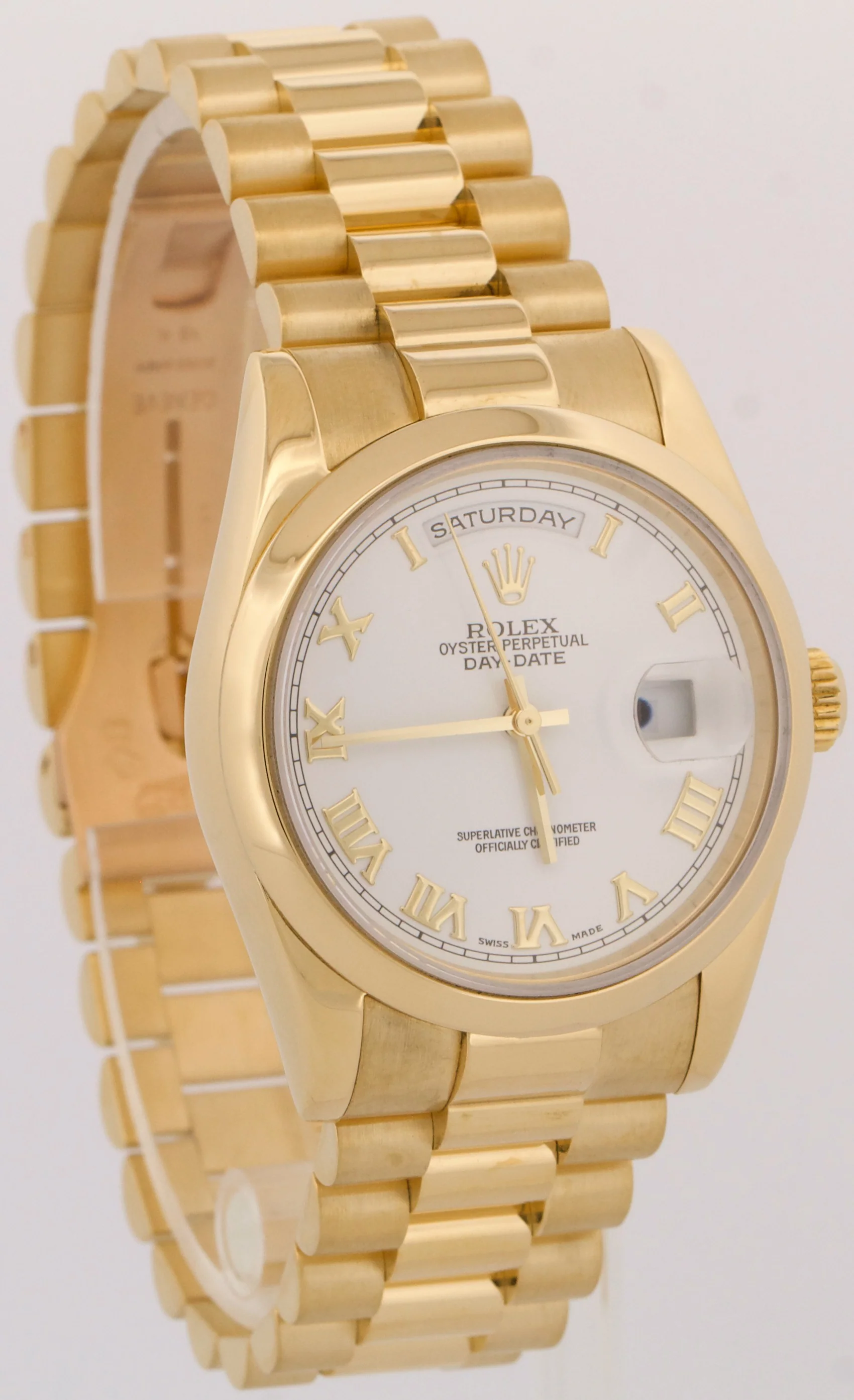 PAPERS Rolex Day-Date President WHITE ROMAN 18K Yellow Gold 36mm 118208 BOX - Image 4