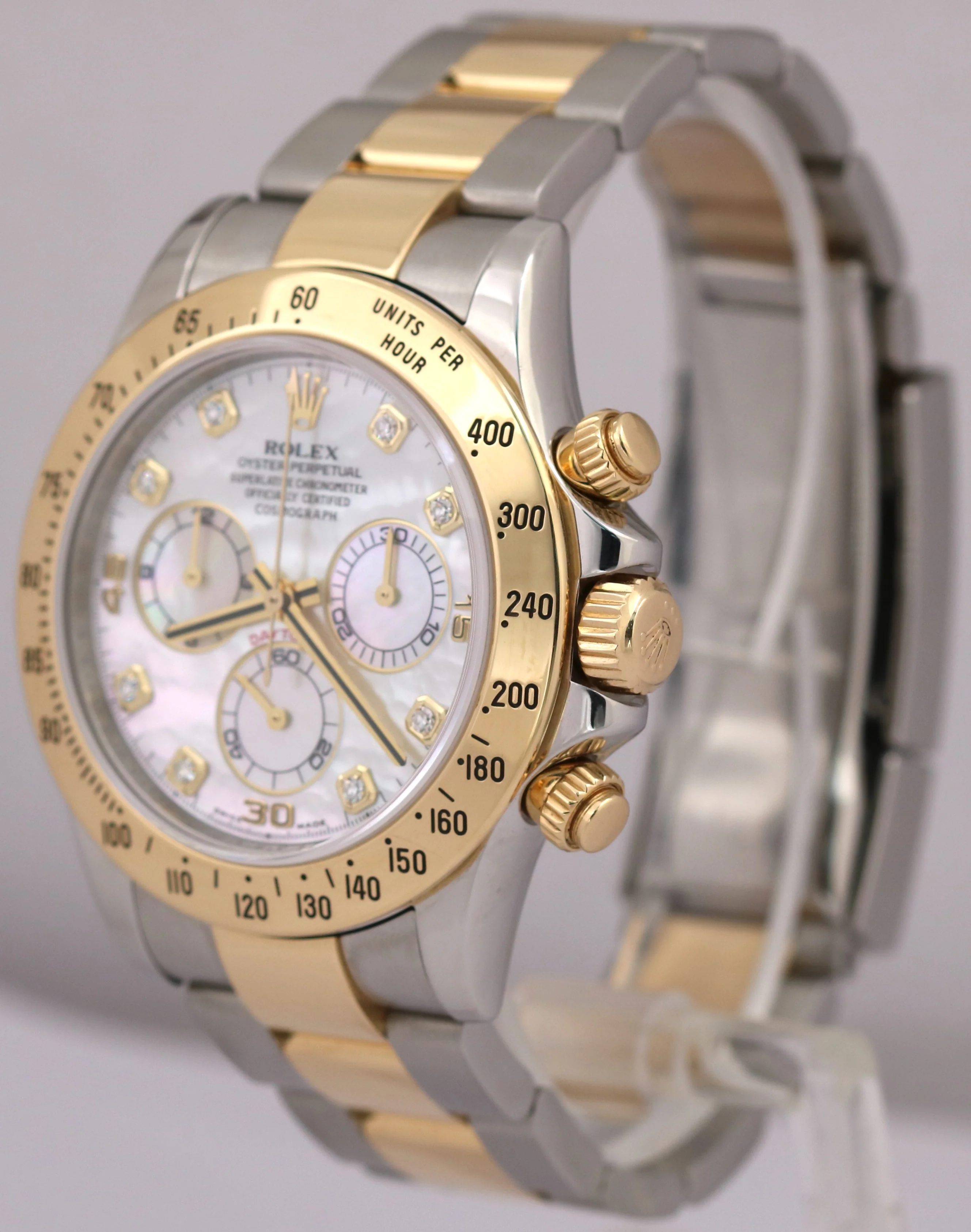 PAPERS Rolex Daytona Cosmograph 40mm MOP DIAMOND 18K Gold Steel Watch 116523 BOX - Image 3