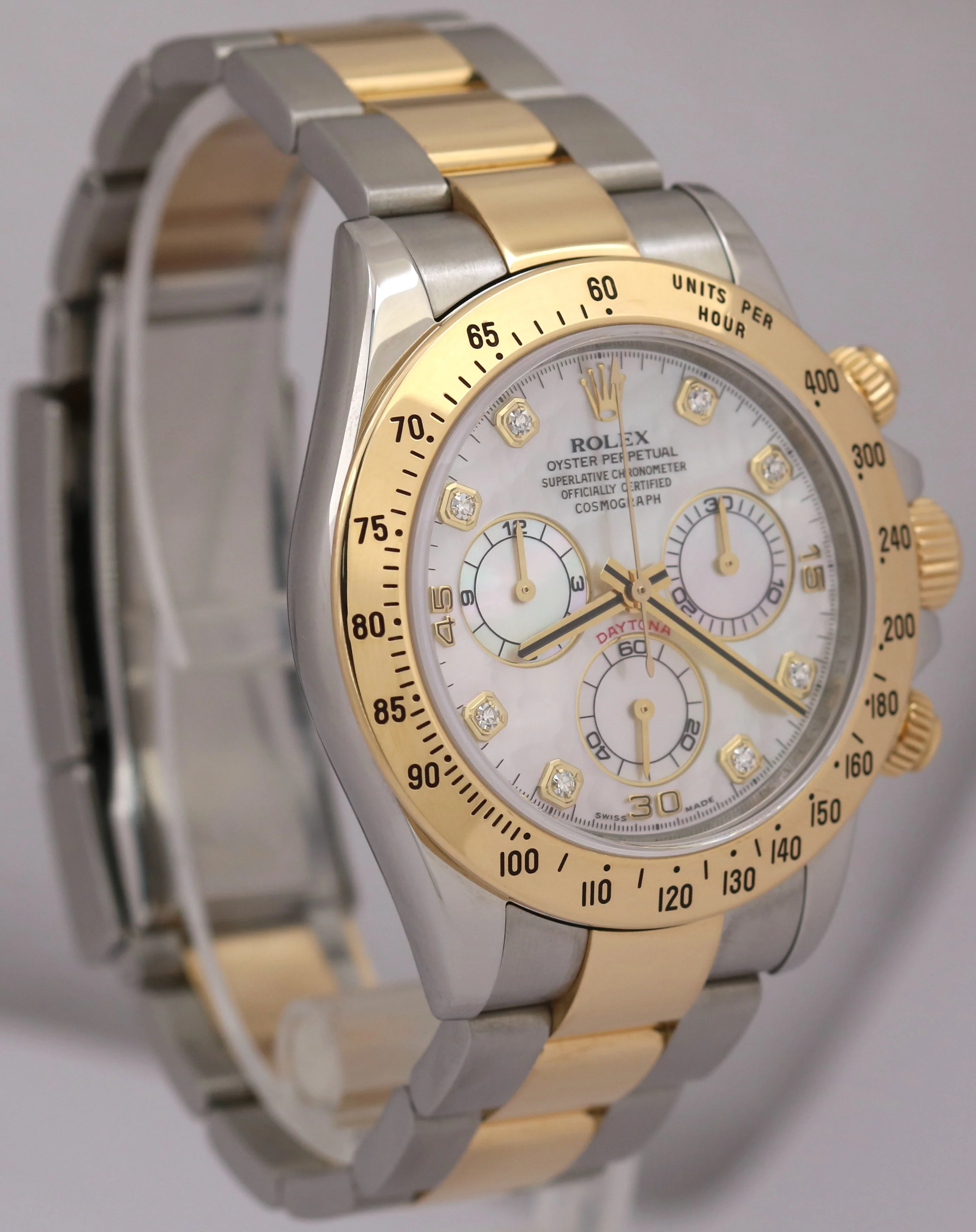 PAPERS Rolex Daytona Cosmograph 40mm MOP DIAMOND 18K Gold Steel Watch 116523 BOX - Image 4