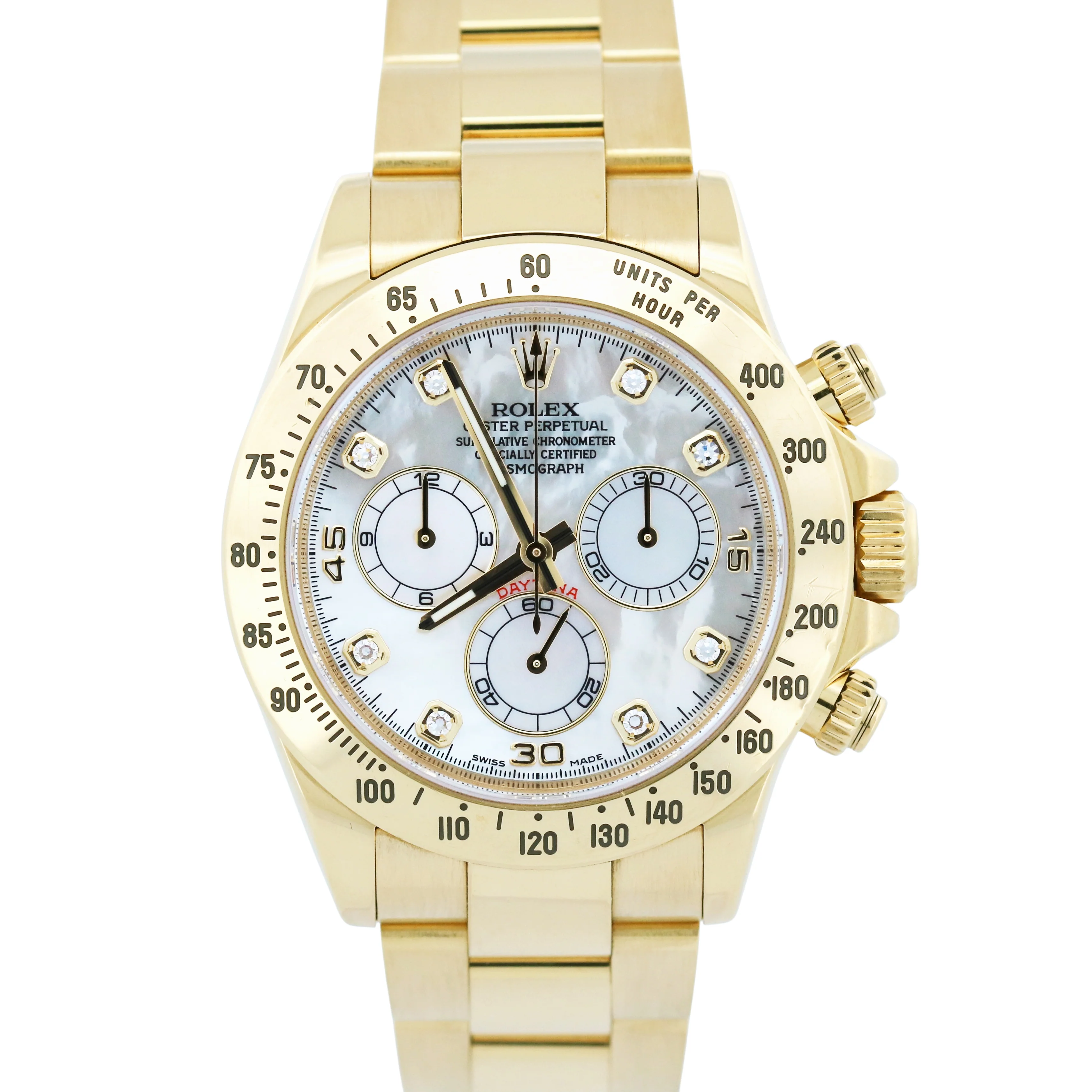 PAPERS Rolex Daytona Cosmograph FACTORY MOP DIAMOND 18K Gold 40mm 116528 BOX