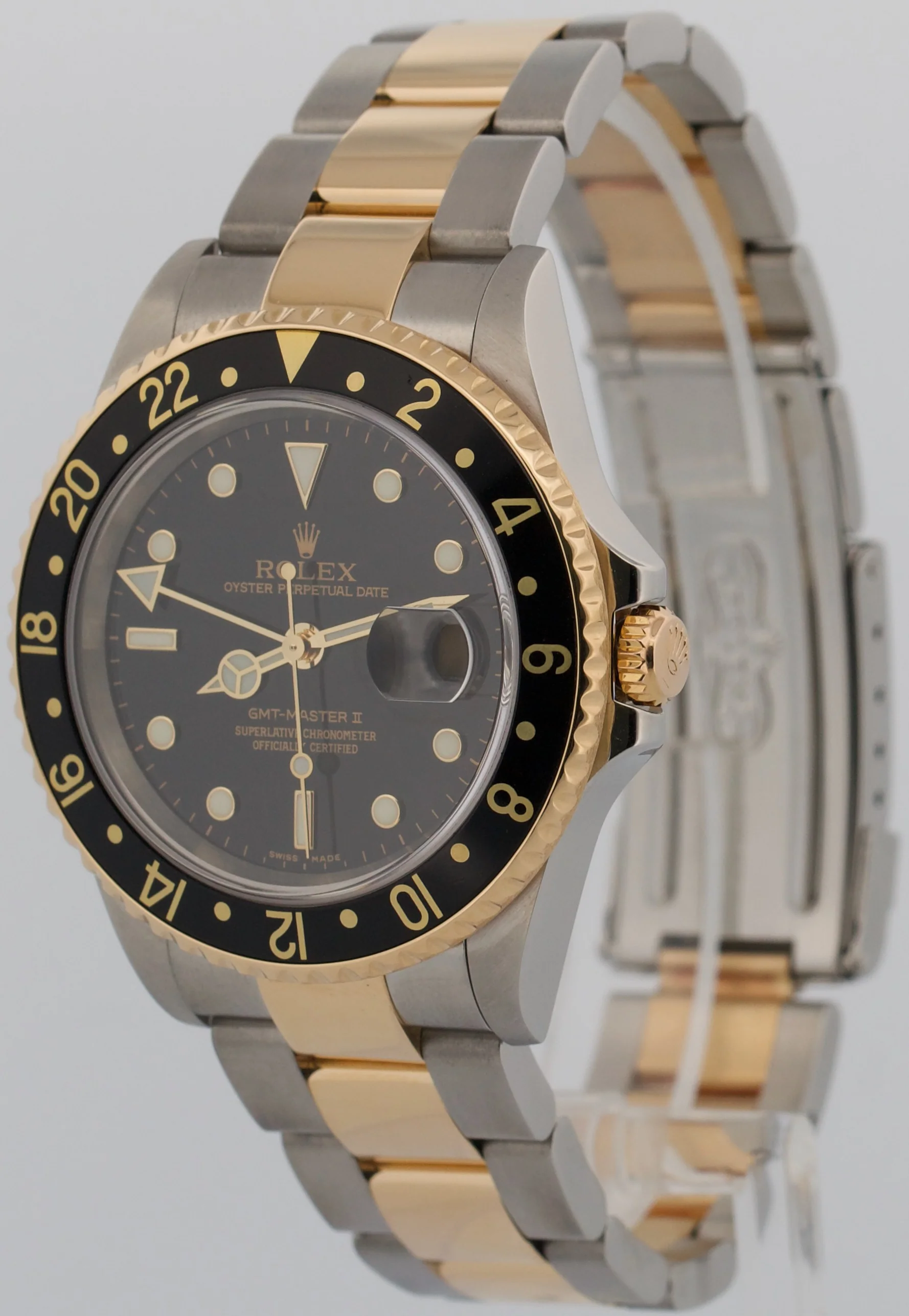 PAPERS Rolex GMT-Master II BLACK 18K Gold Two Tone OYSTER 40mm 16713 Watch BOX - Image 3