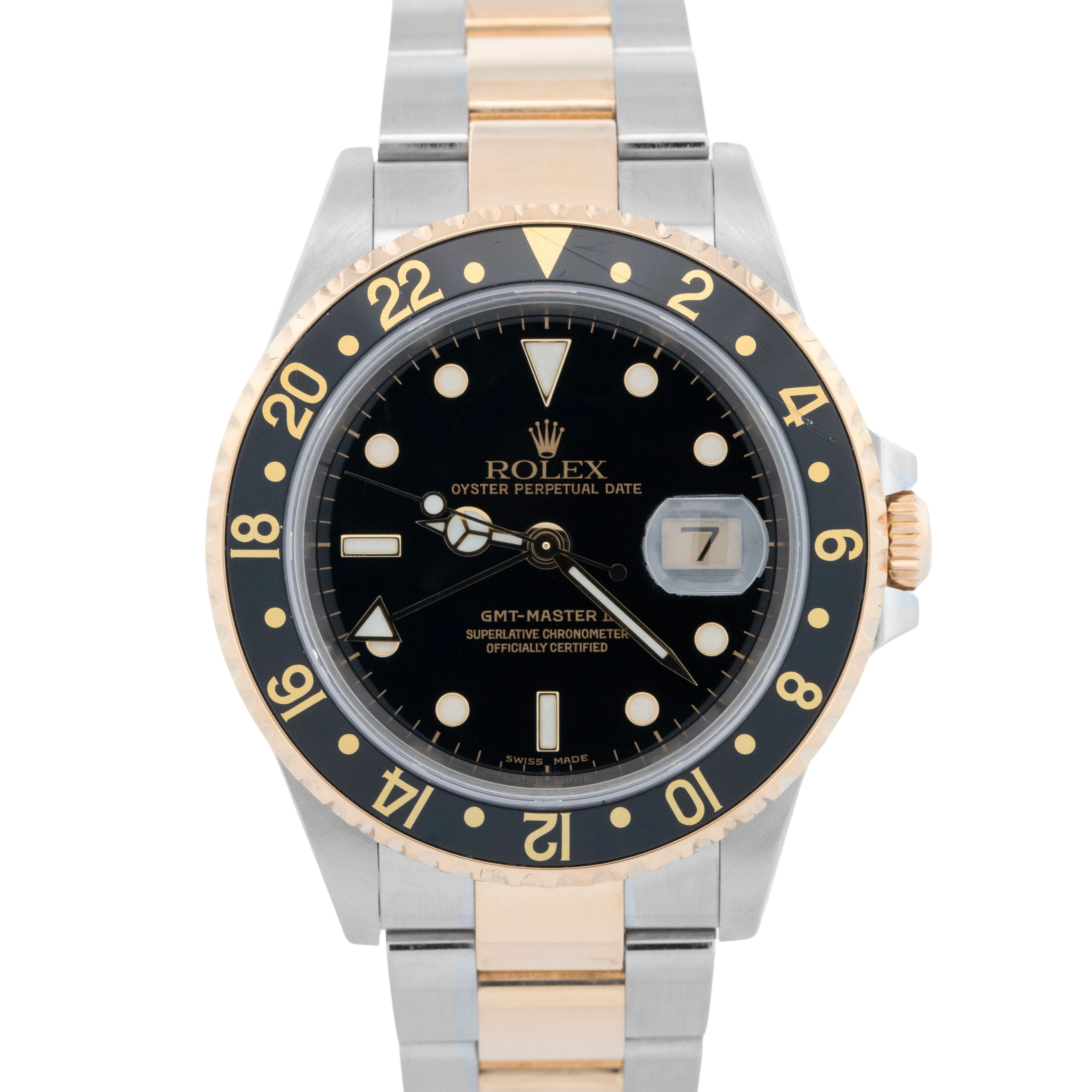 PAPERS Rolex GMT-Master II Black 18K Gold Two Tone Oyster 40mm 16713 Watch BOX