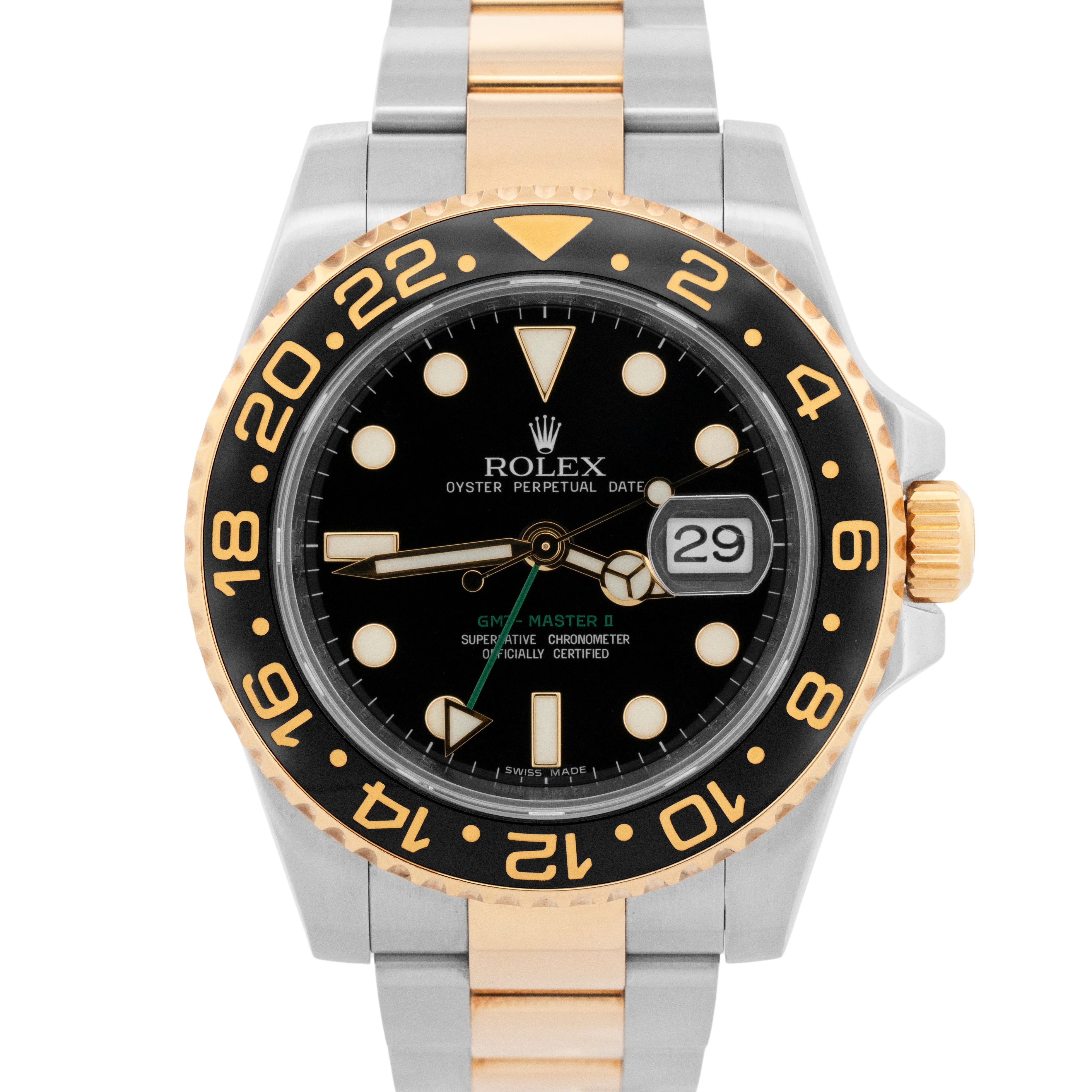 PAPERS Rolex GMT-Master II BLACK Ceramic 18K Gold Steel 40mm 116713 LN Watch BOX