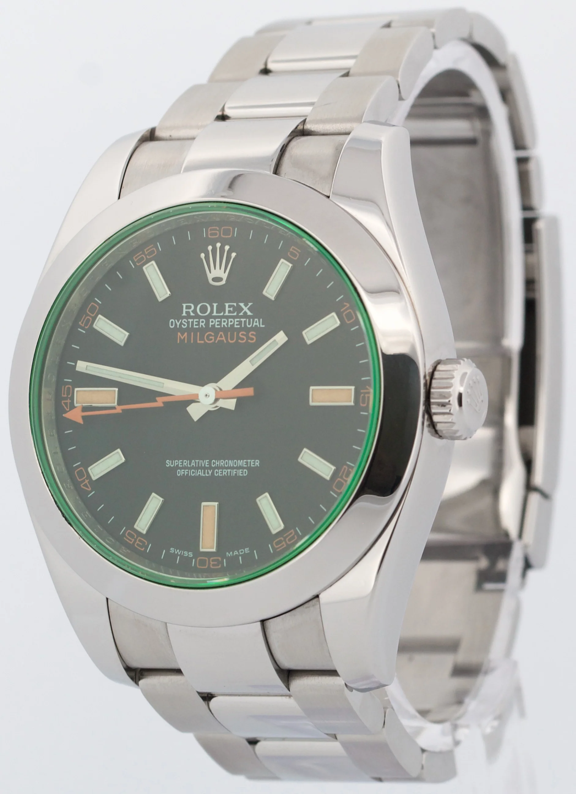 PAPERS Rolex Milgauss Green BLACK 40mm 116400 GV Stainless Steel Watch BOX - Image 3