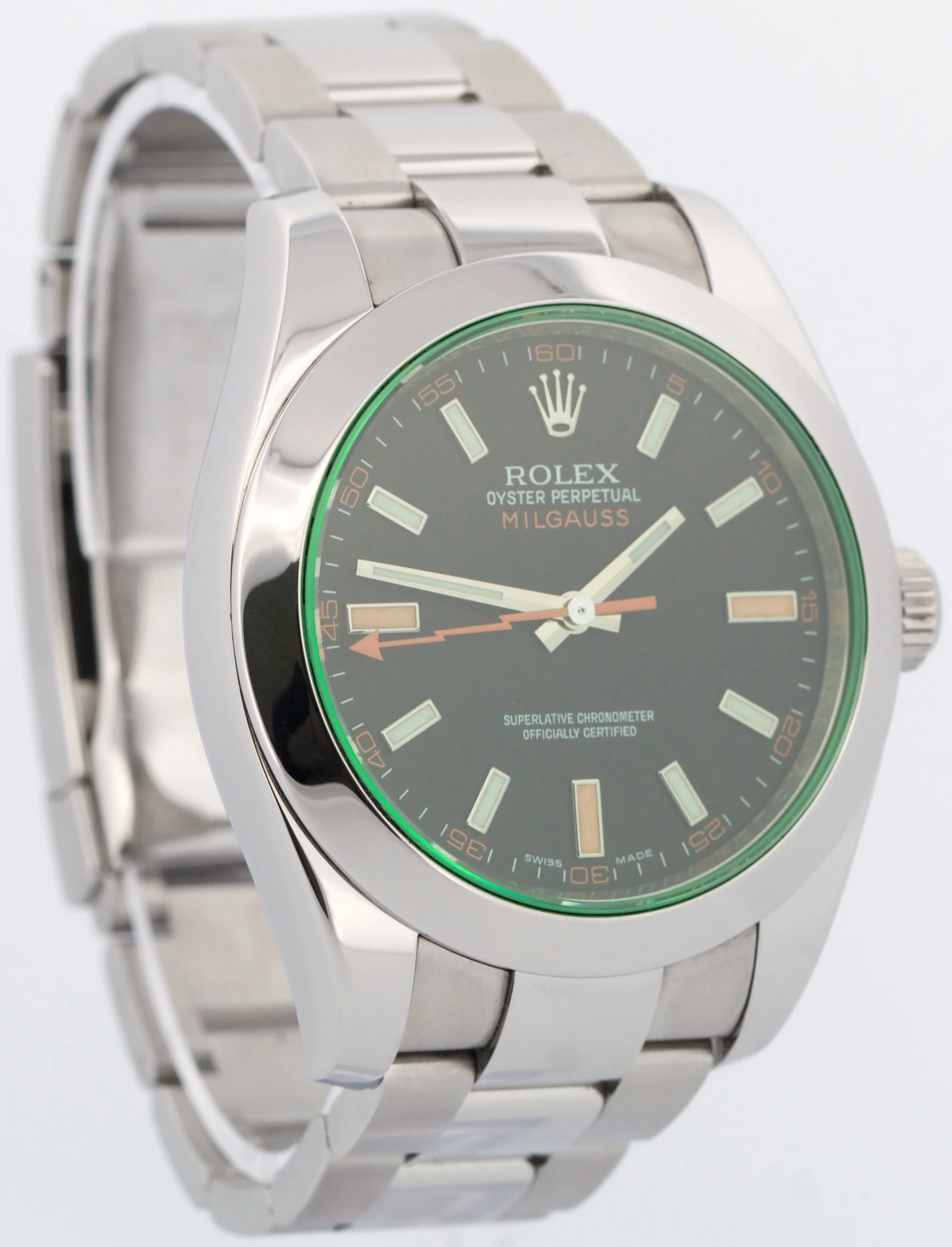 PAPERS Rolex Milgauss Green BLACK 40mm 116400 GV Stainless Steel Watch BOX - Image 4