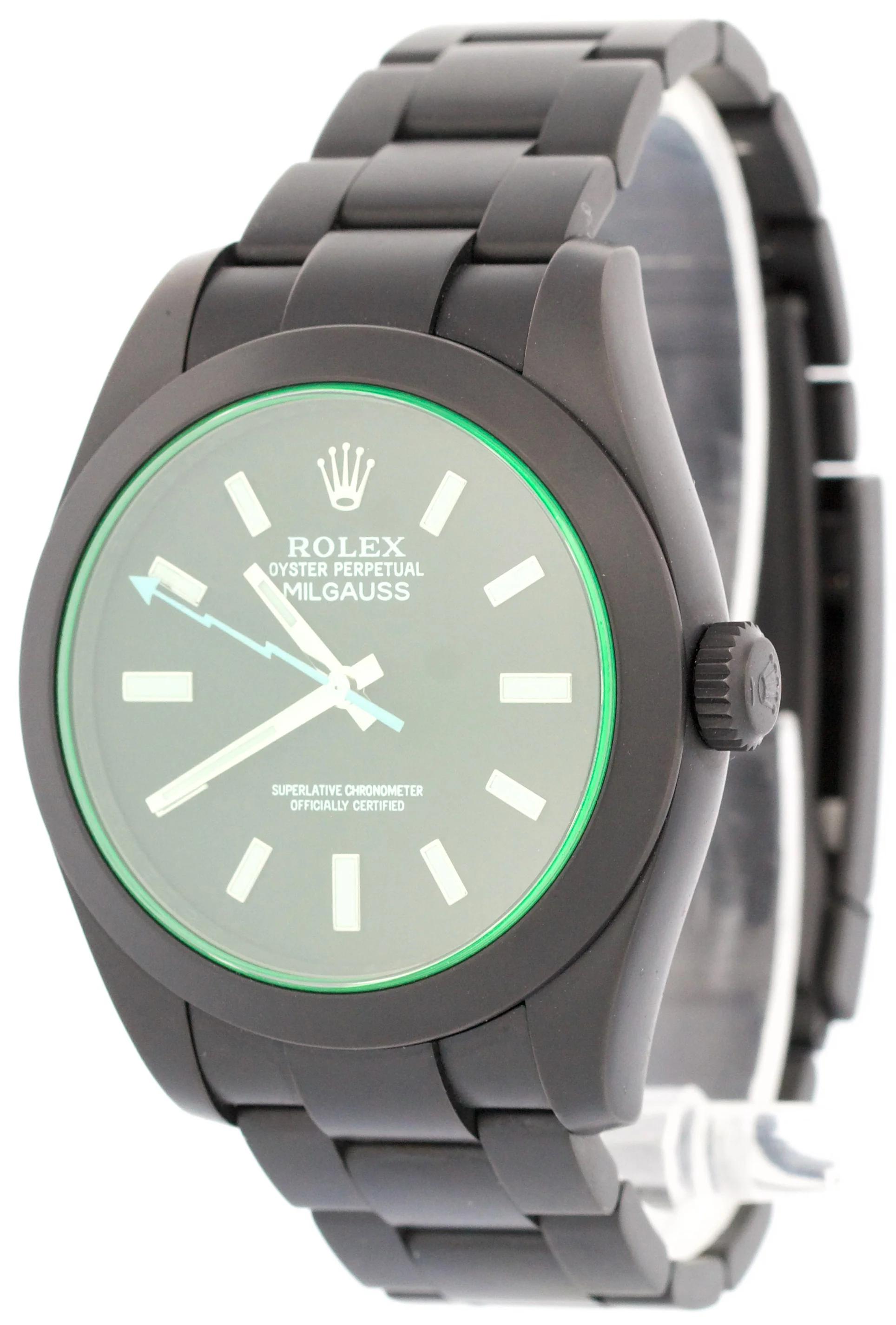 PAPERS Rolex Milgauss PVD BLACK Green 40mm LABEL NOIR Steel Watch 116400 BOX - Image 3