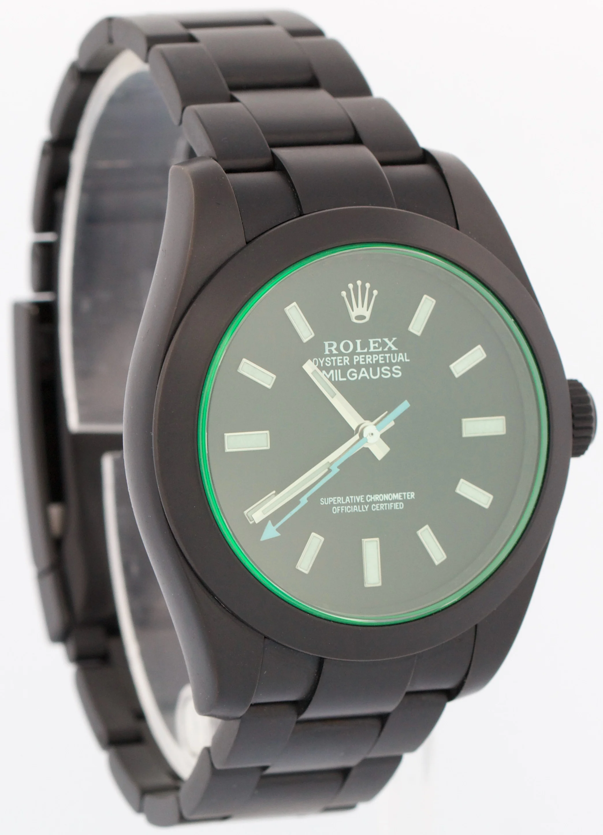PAPERS Rolex Milgauss PVD BLACK Green 40mm LABEL NOIR Steel Watch 116400 BOX - Image 4
