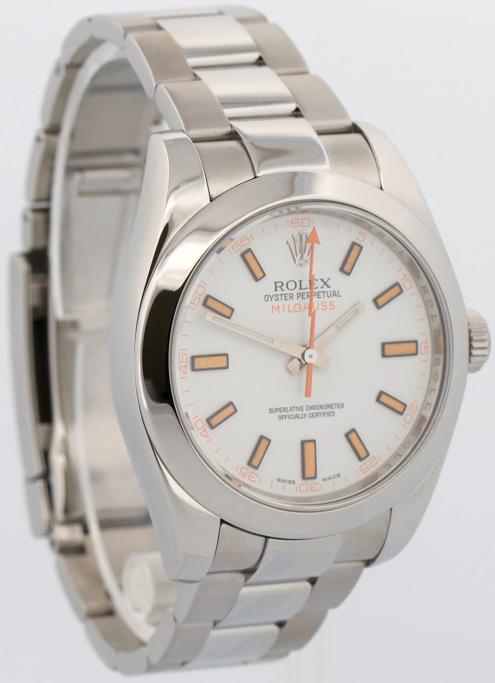 PAPERS Rolex Milgauss WHITE Orange Stainless Steel Oyster 40mm Watch 116400 BOX - Image 3