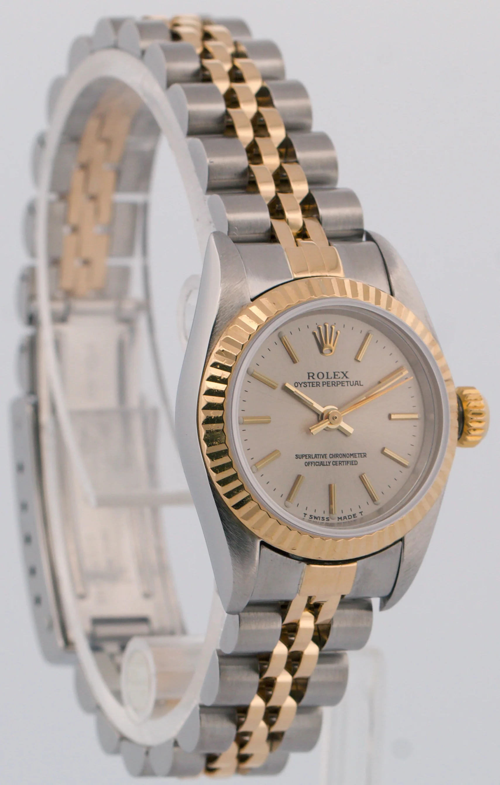 PAPERS Rolex Oyster Perpetual 24mm SILVER Two-Tone Gold Steel JUBILEE 67193 BOX - Image 4