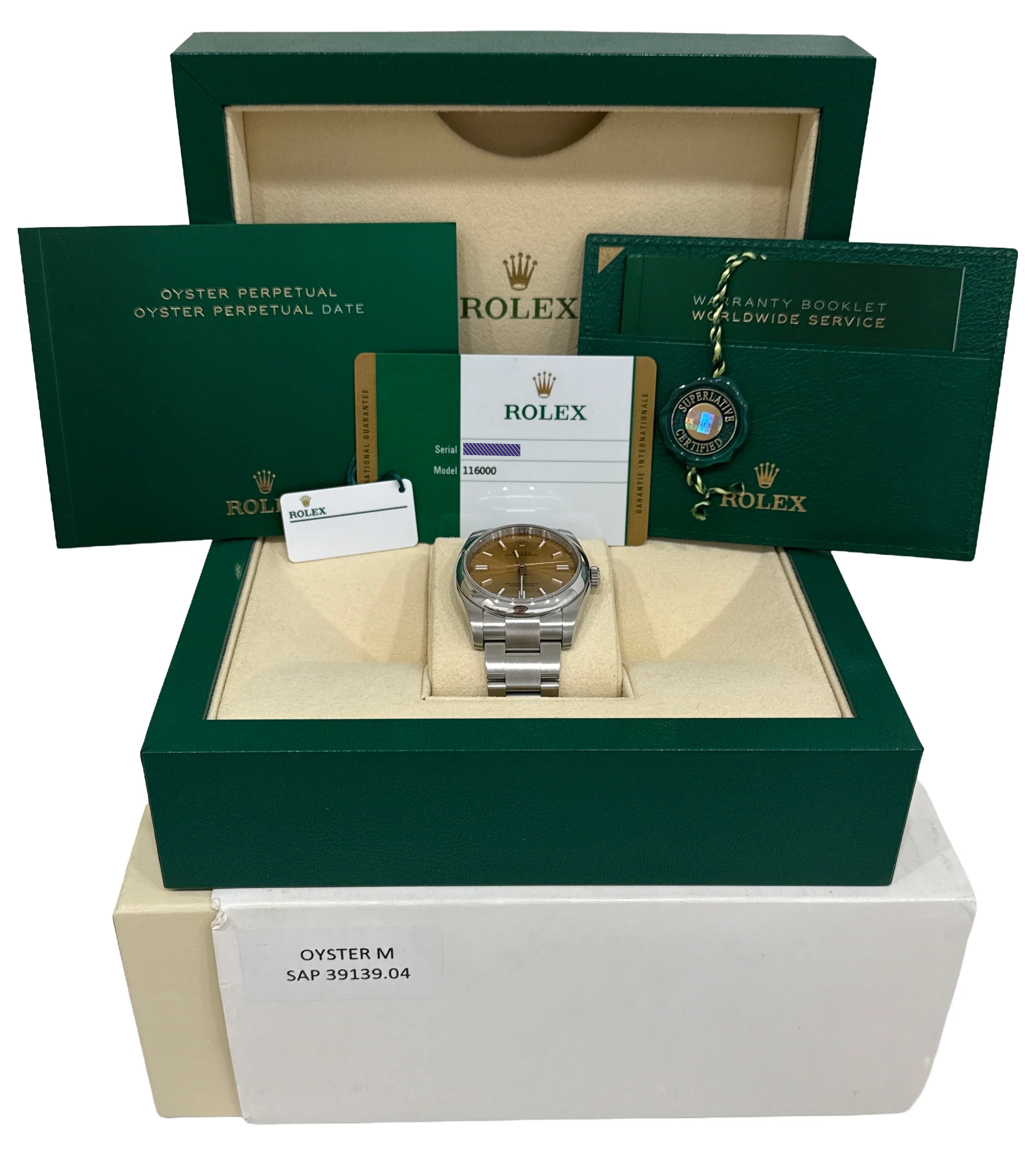PAPERS Rolex Oyster Perpetual 36mm WHITE GRAPE Stainless Steel Watch 116000 BOX - Image 2
