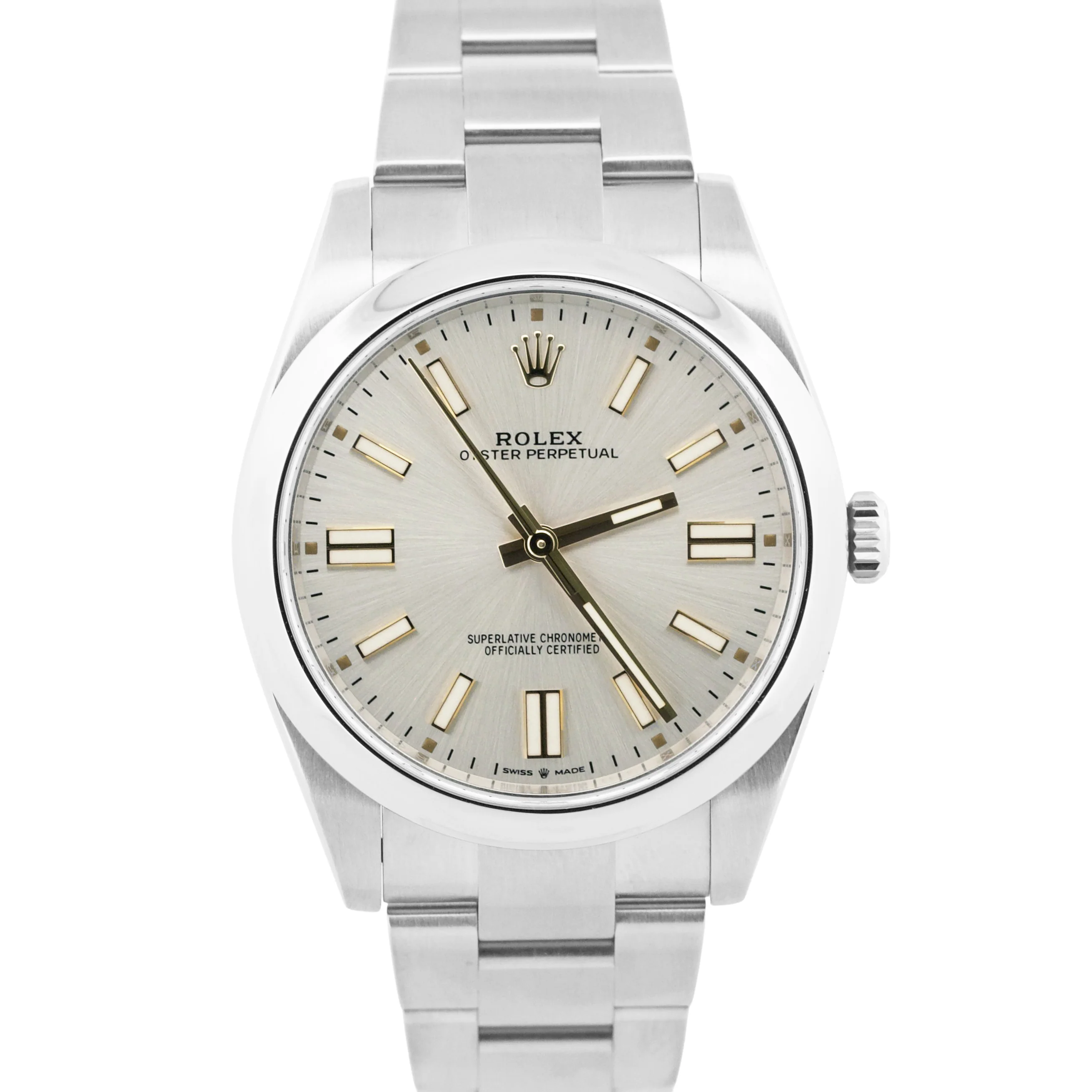 PAPERS Rolex Oyster Perpetual 41 SILVER Stainless Steel Oyster 41mm 124300 BOX