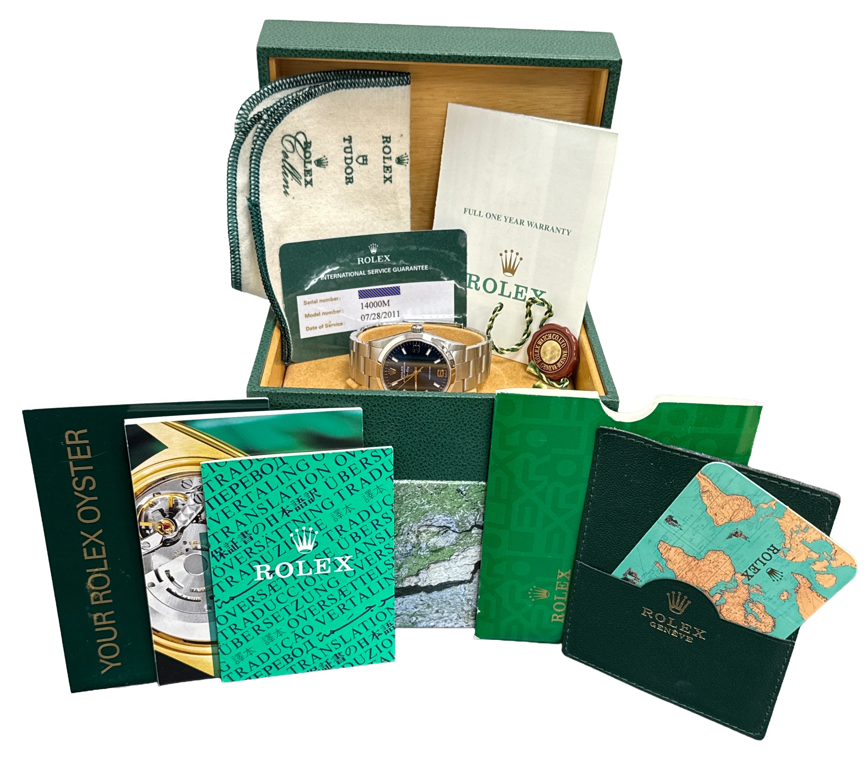 PAPERS Rolex Oyster Perpetual Air-King BLUE 34mm 3-6-9 RSC Watch 14000 M BOX - Image 2
