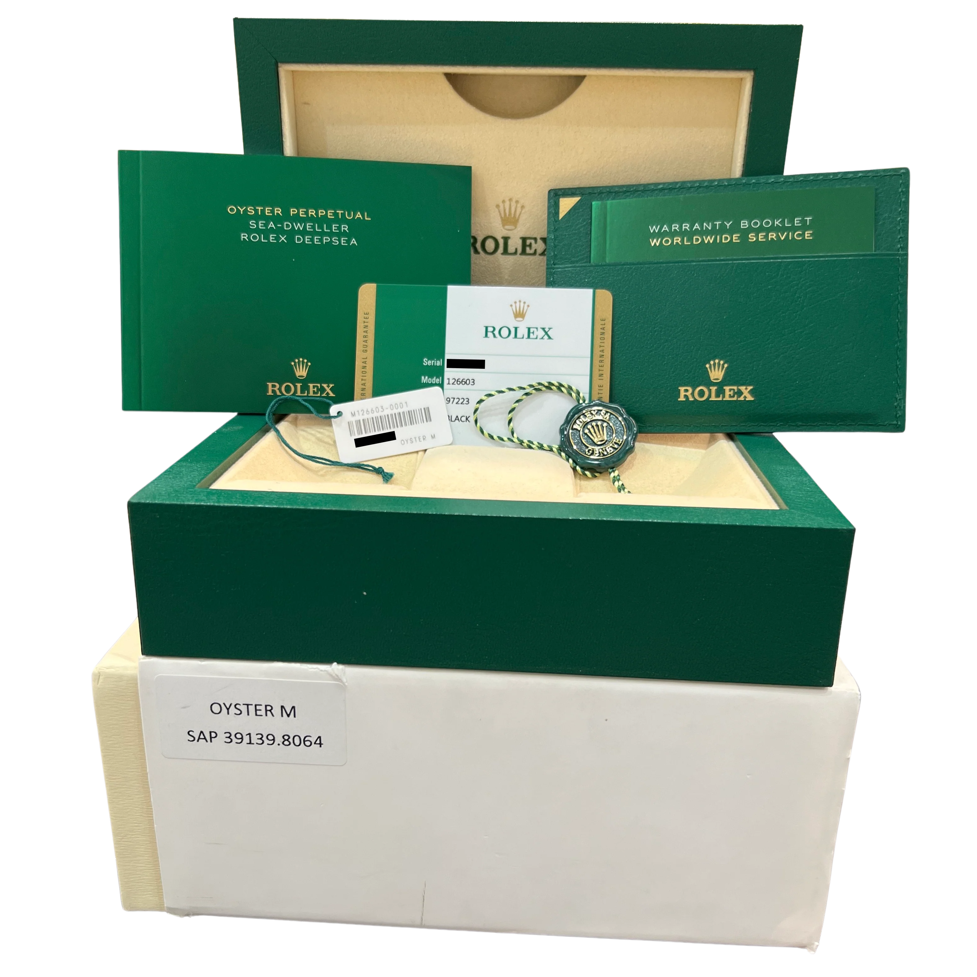 PAPERS Rolex Sea-Dweller 43mm Two-Tone 18K Gold Stainless Black 126603 Watch BOX - Image 2