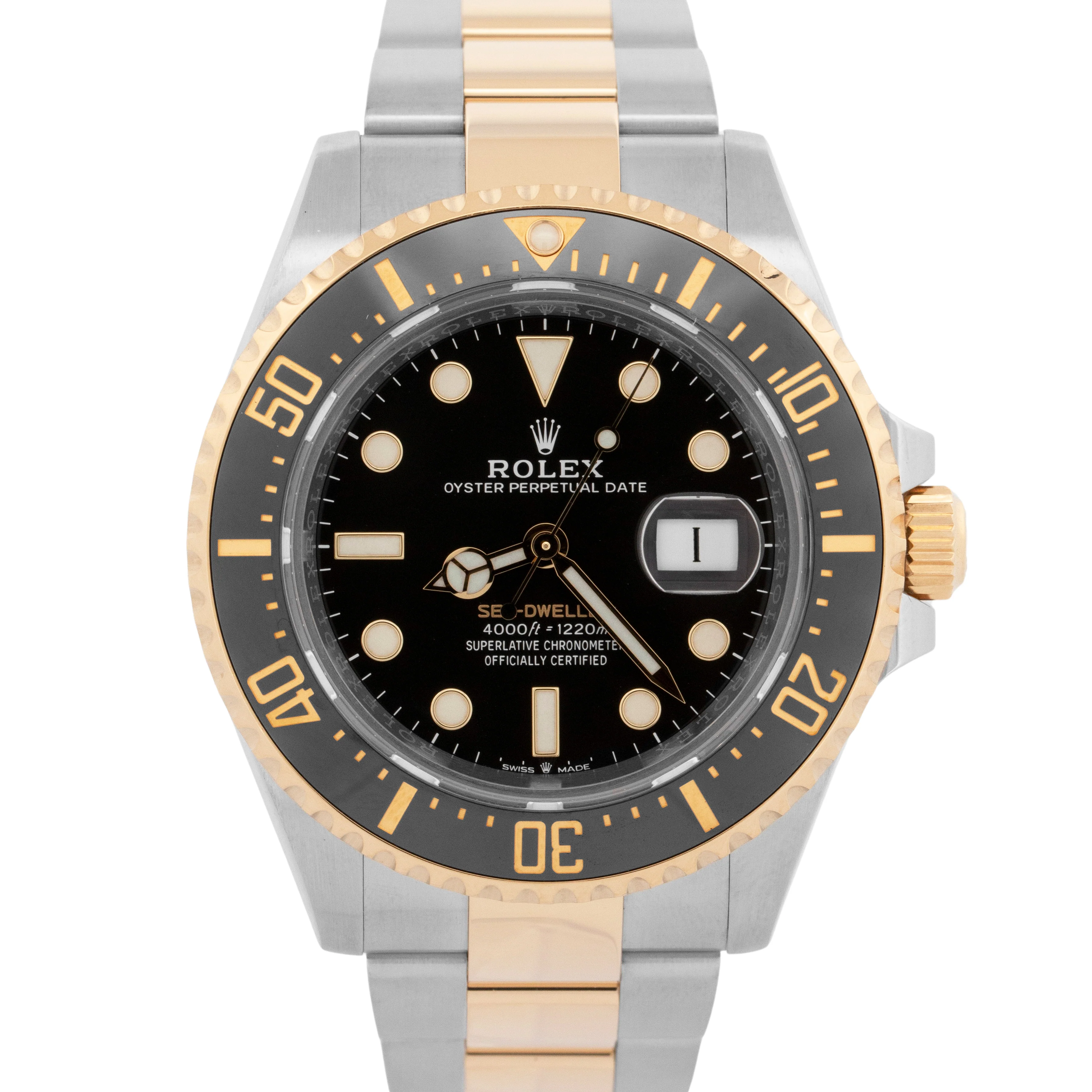 PAPERS Rolex Sea-Dweller 43mm Two-Tone 18K Gold Stainless Black 126603 Watch BOX