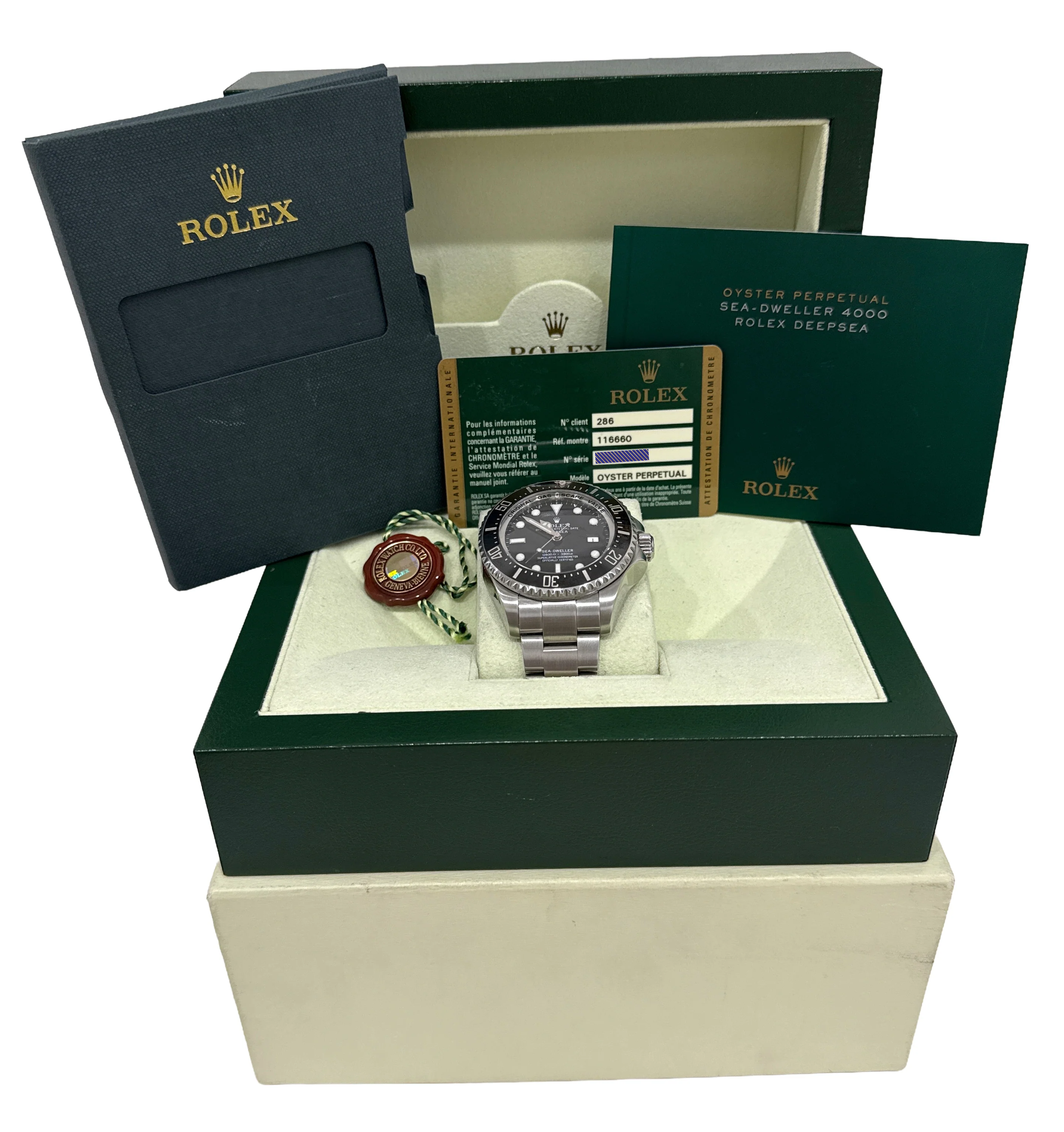 PAPERS Rolex Sea-Dweller Deepsea 116660 BLACK 44mm Ceramic Steel Dive Watch BOX - Image 2