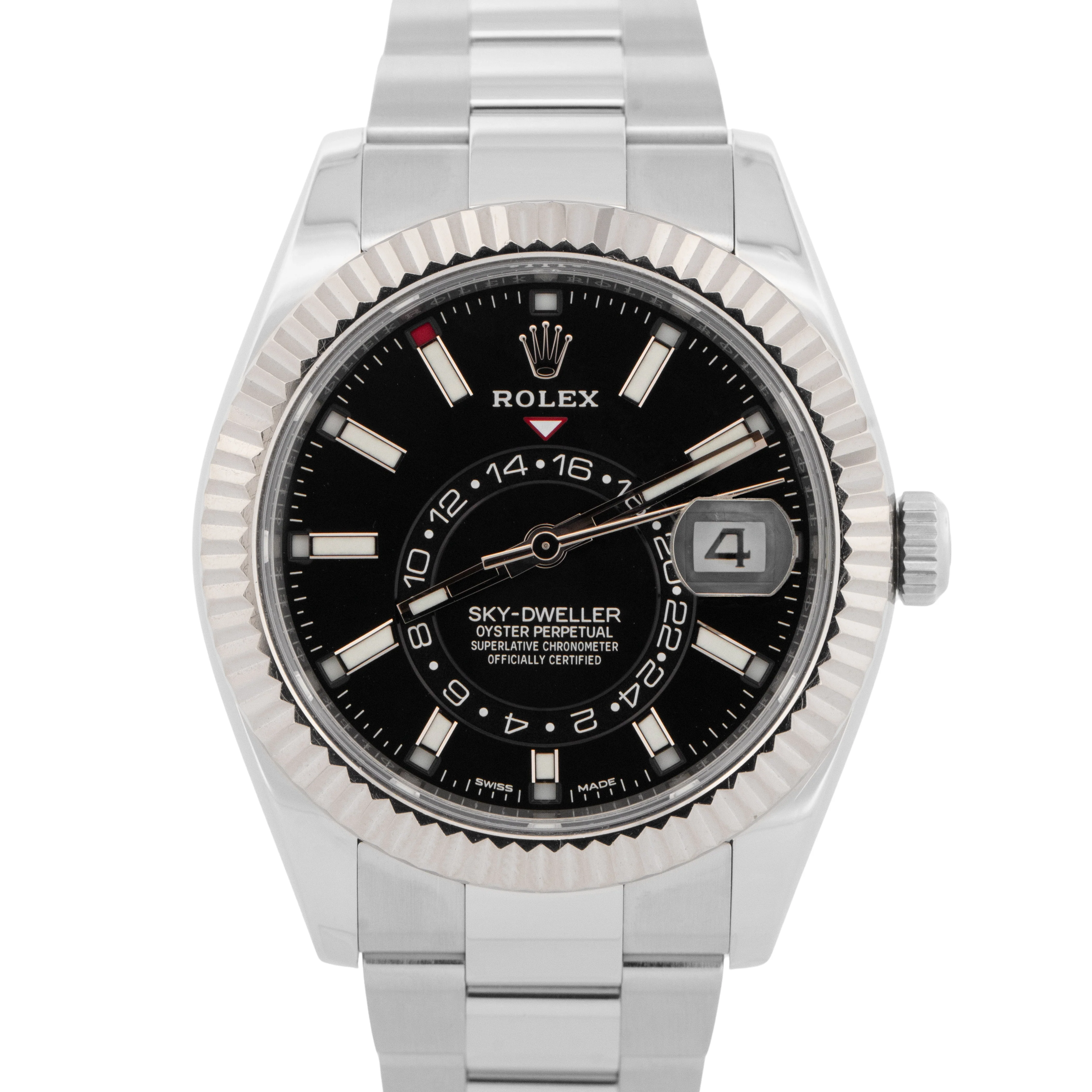 PAPERS Rolex Sky-Dweller 326934 Black 42mm OYSTER Steel 18K Gold Watch BOX