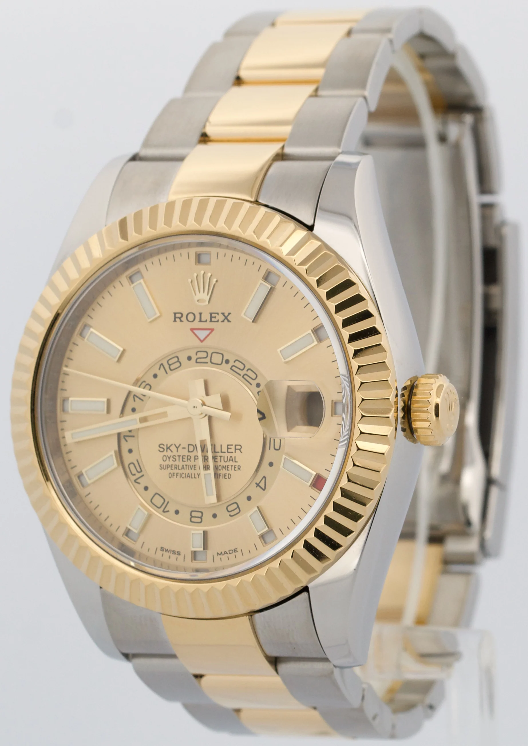 PAPERS Rolex Sky-Dweller CHAMPAGNE 18K Yellow Gold Steel OYSTER 42mm 326933 BOX - Image 3