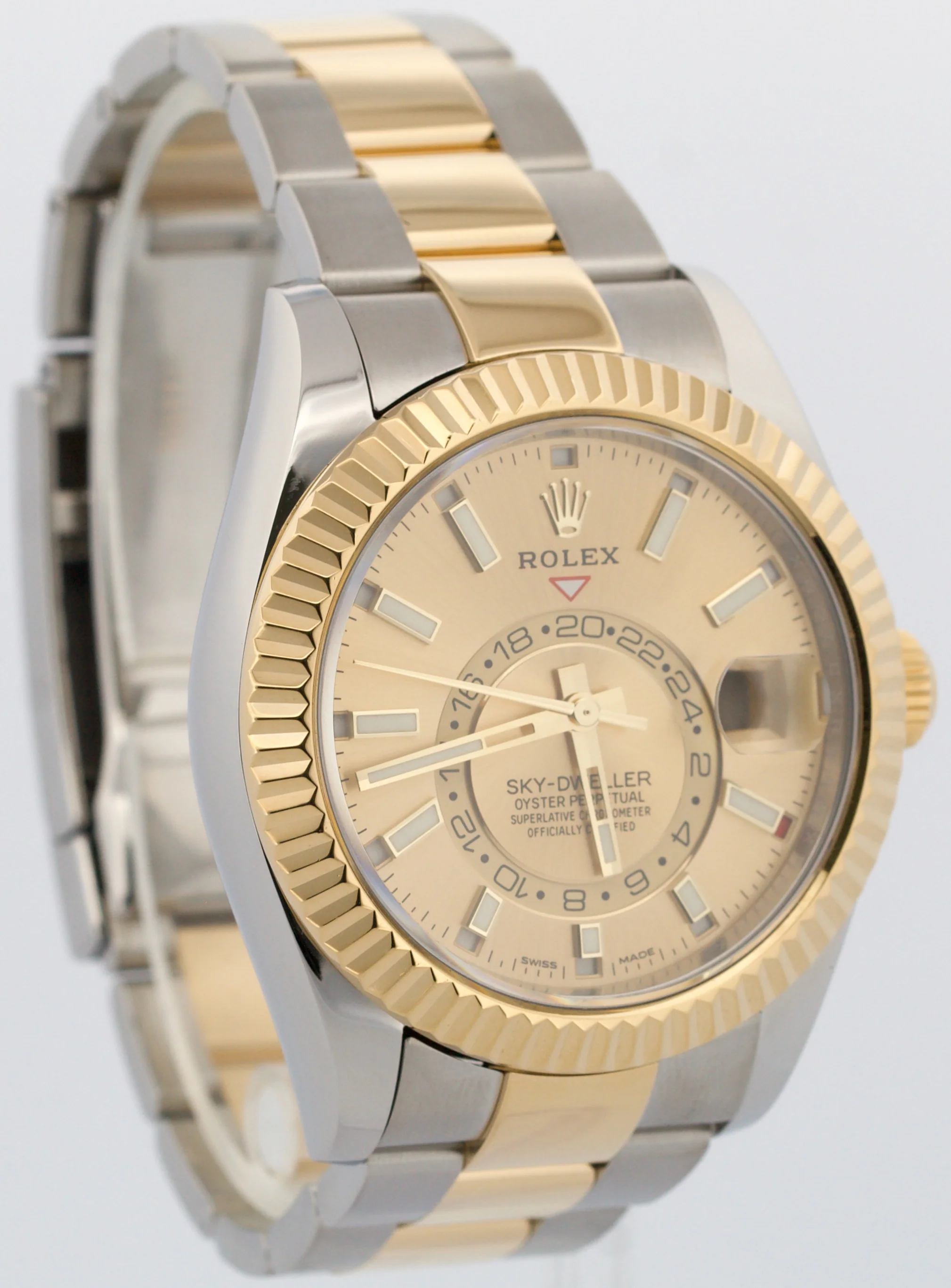 PAPERS Rolex Sky-Dweller CHAMPAGNE 18K Yellow Gold Steel OYSTER 42mm 326933 BOX - Image 4