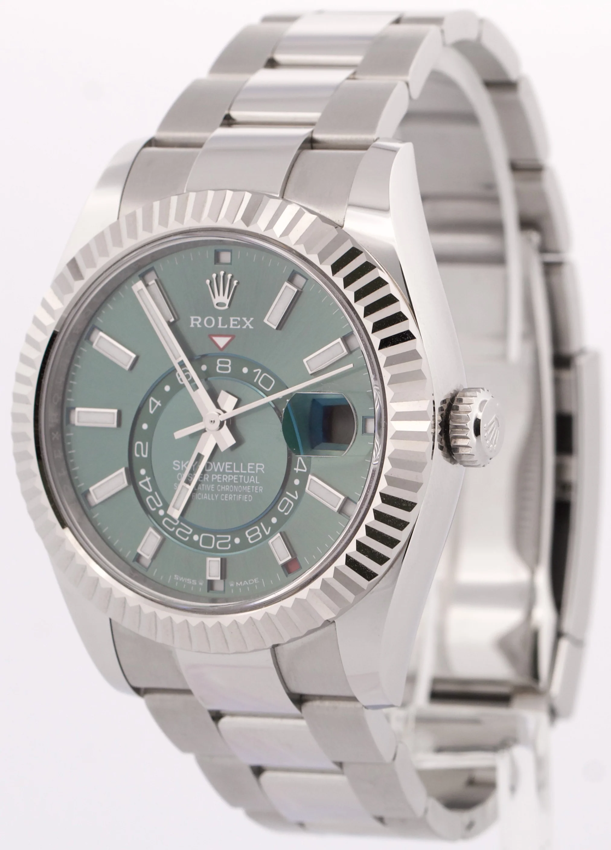 PAPERS Rolex Sky-Dweller GREEN 42mm 18K Gold Stainless Steel Oyster 336934 BOX - Image 3