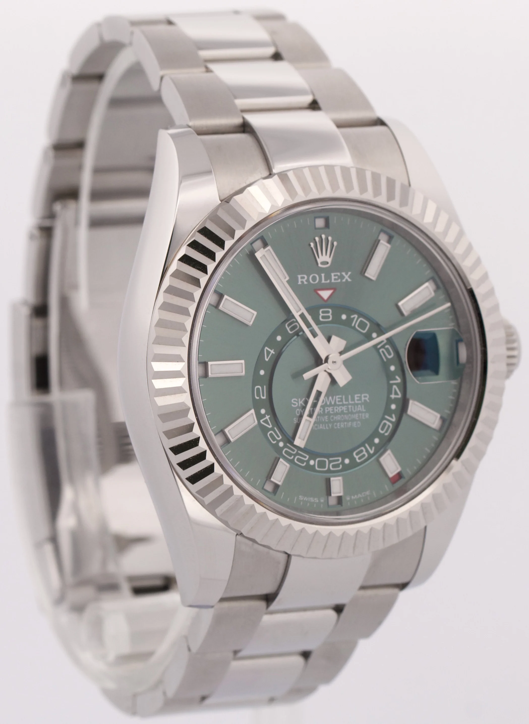 PAPERS Rolex Sky-Dweller GREEN 42mm 18K Gold Stainless Steel Oyster 336934 BOX - Image 4