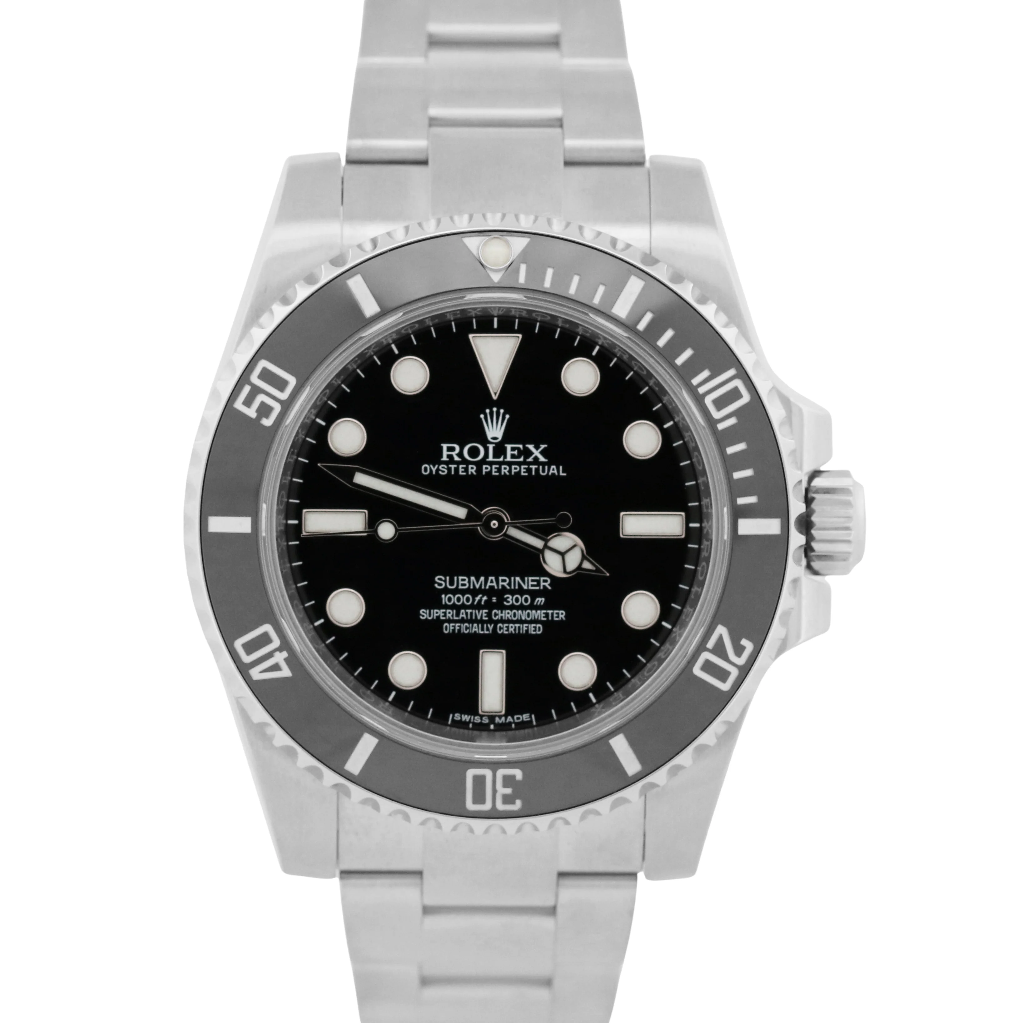2017 PAPERS Rolex Submariner No-Date Steel 40mm BLACK Ceramic Watch 114060 BOX