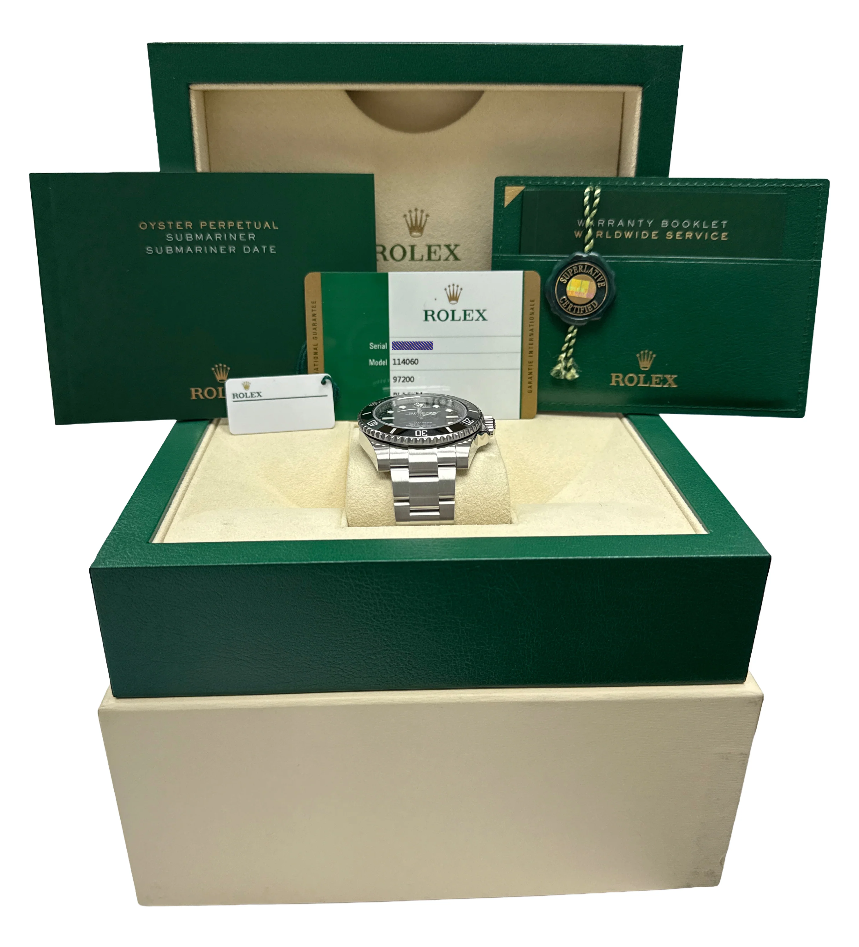 2017 PAPERS Rolex Submariner No-Date Steel 40mm BLACK Ceramic Watch 114060 BOX - Image 2