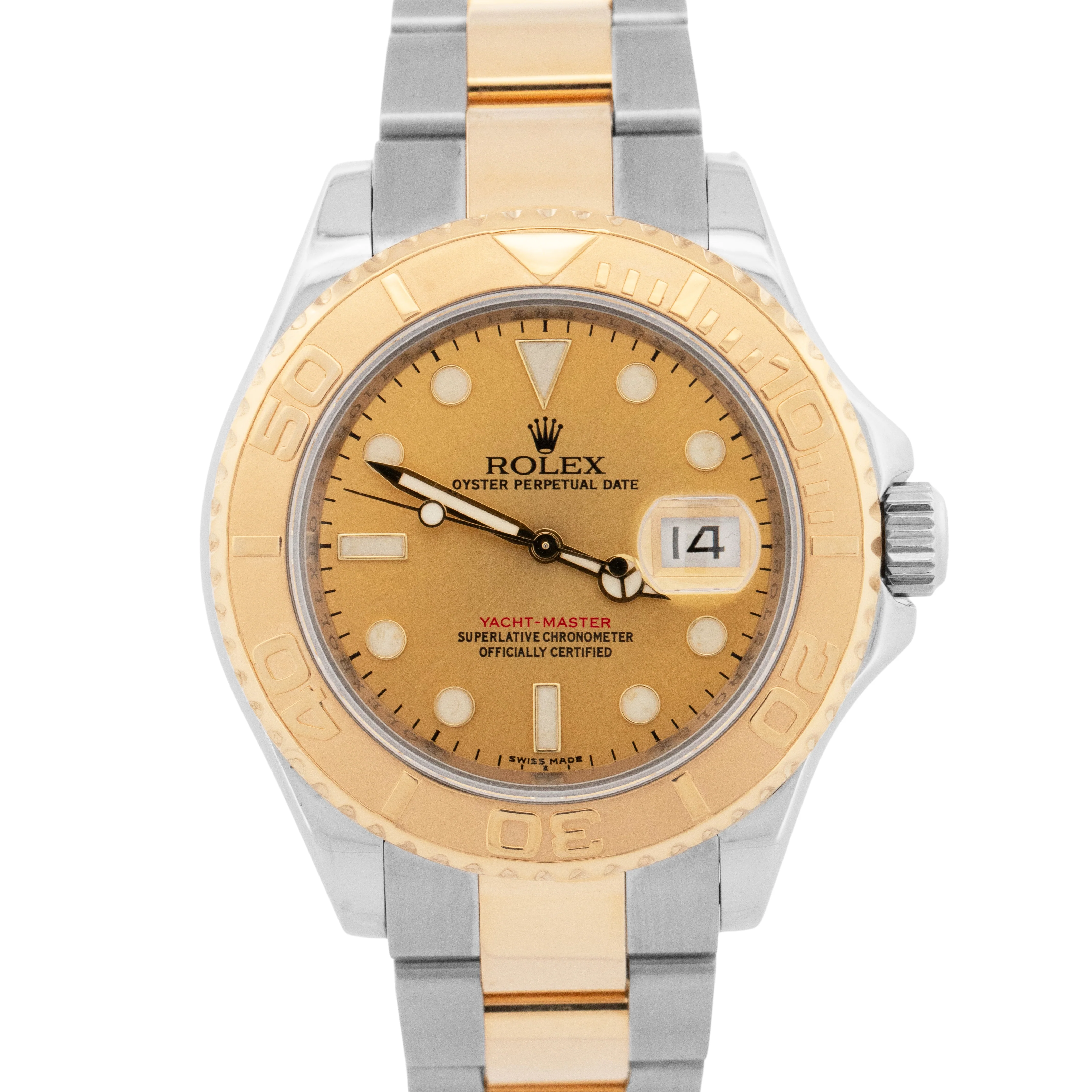 PAPERS Rolex Yacht-Master 40mm Champagne REHAUT Two-Tone Yellow Gold 16623 BOX
