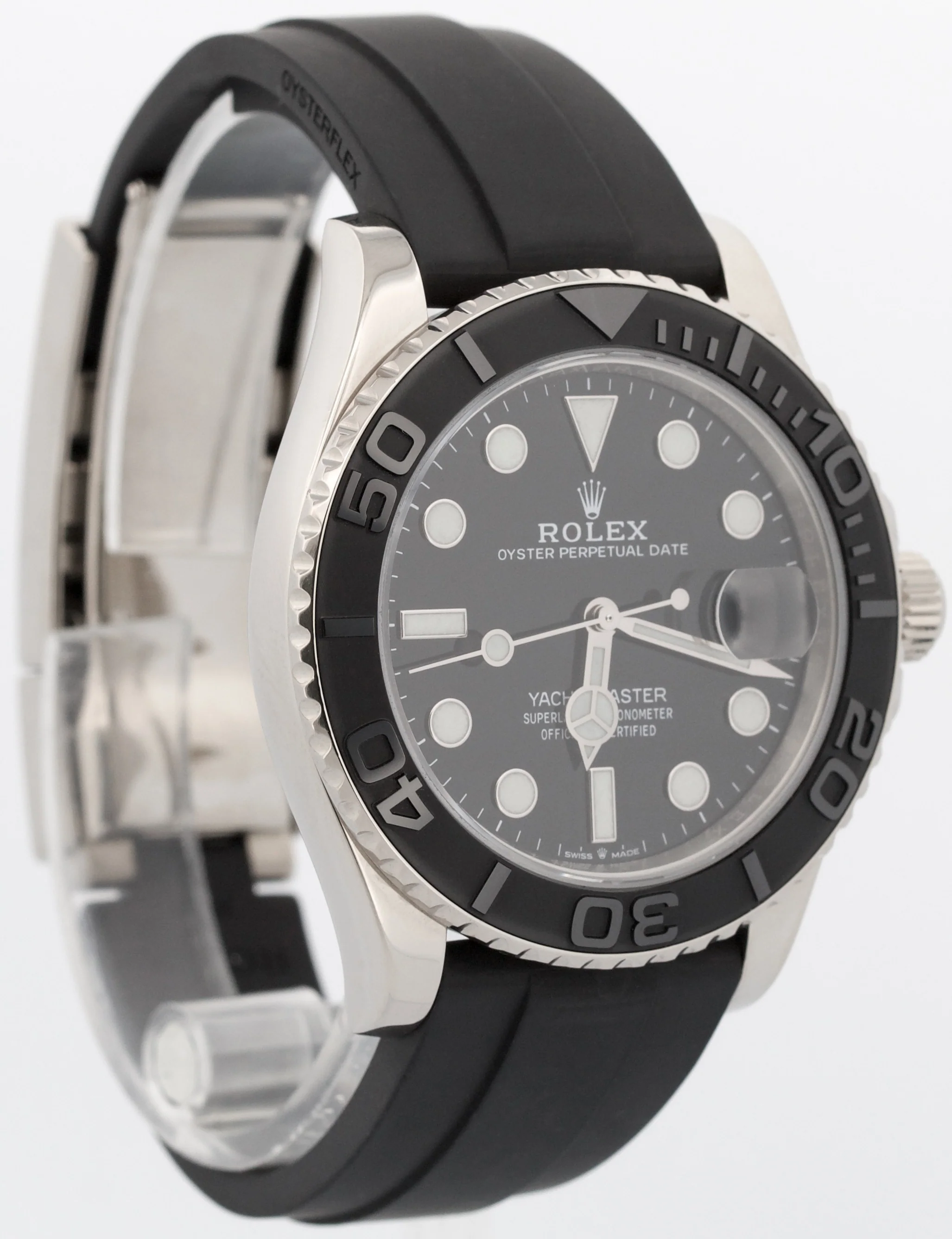 PAPERS Rolex Yacht-Master BLACK 18K White Gold Oysterflex 42mm 226659 Watch BOX - Image 4