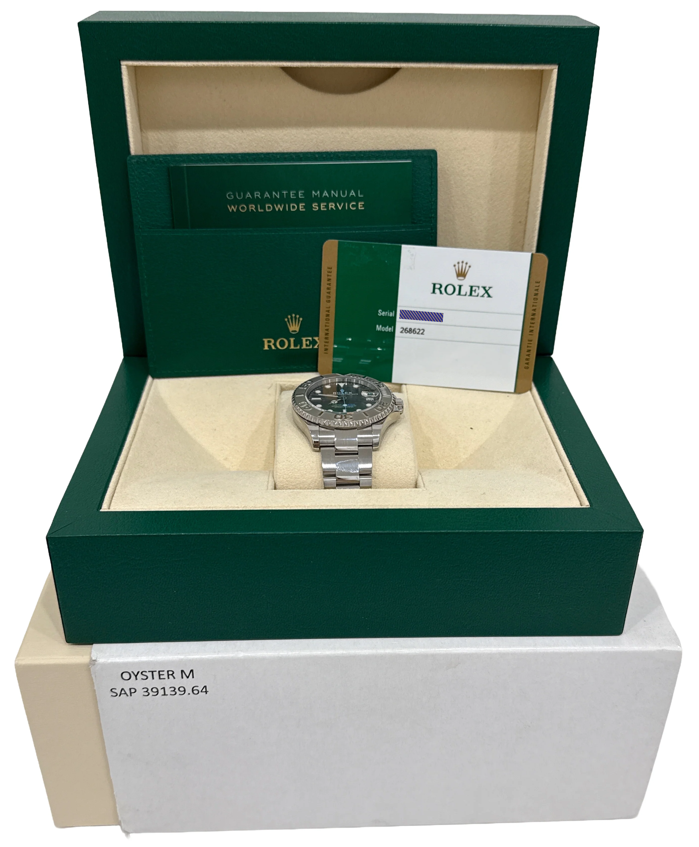 PAPERS Rolex Yacht-Master RHODIUM Gray Blue 37mm Stainless Steel 268622 BOX - Image 2