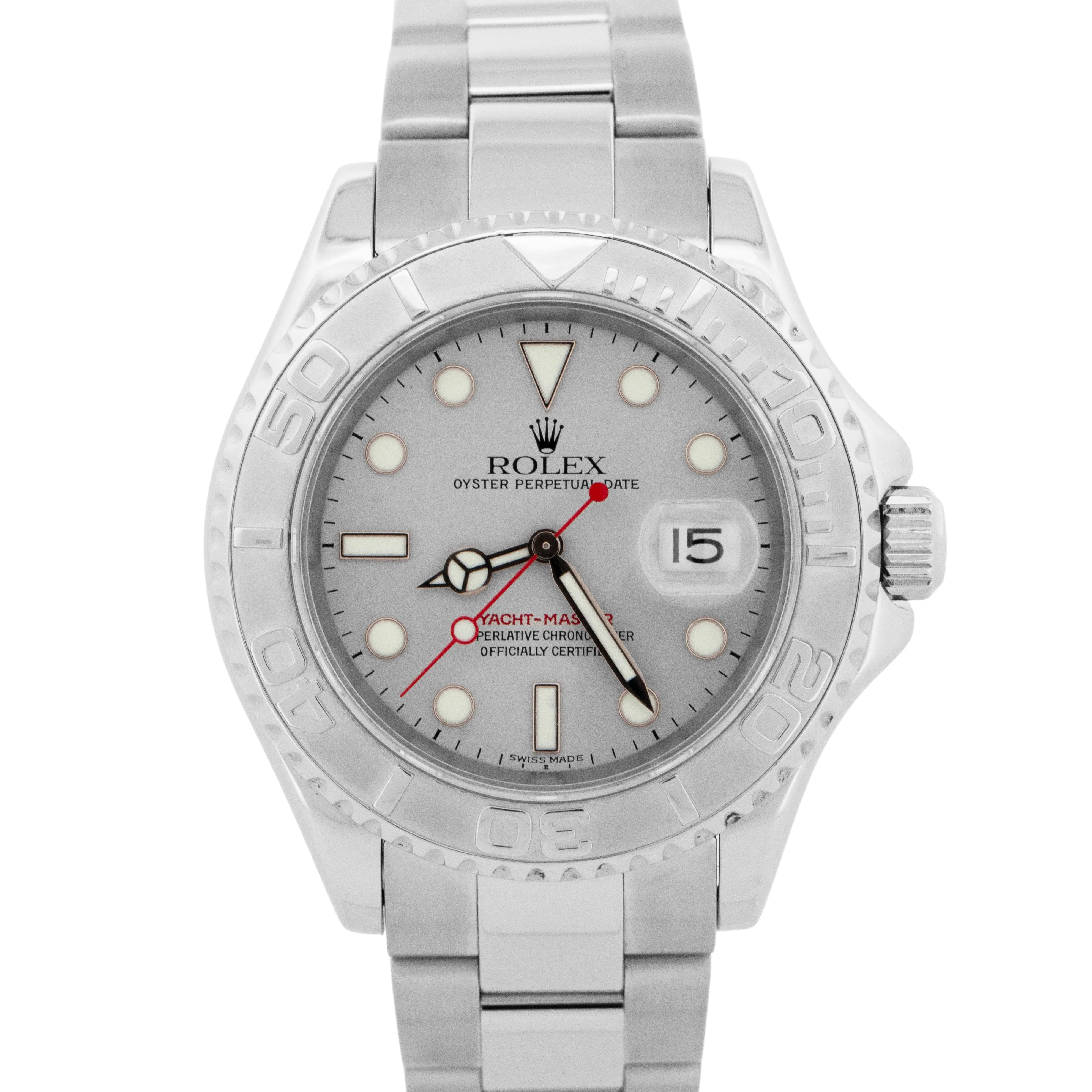 PAPERS Rolex Yacht-Master YM1 PLATINUM Stainless Steel 40mm Watch 16622 BOX
