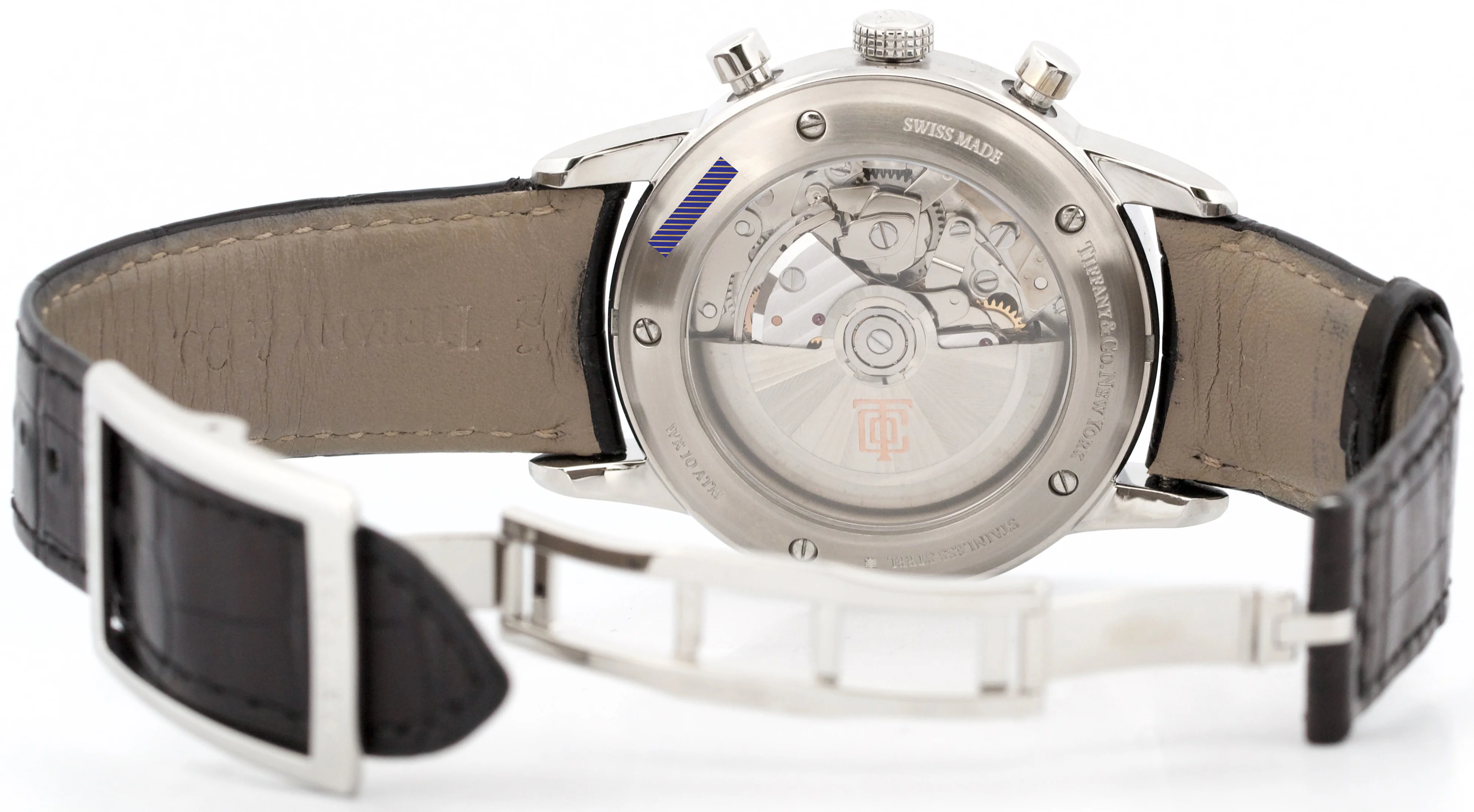 PAPERS Tiffany & Co. Chronograph SILVER Automatic Leather 42mm 33668845 BOX - Image 7